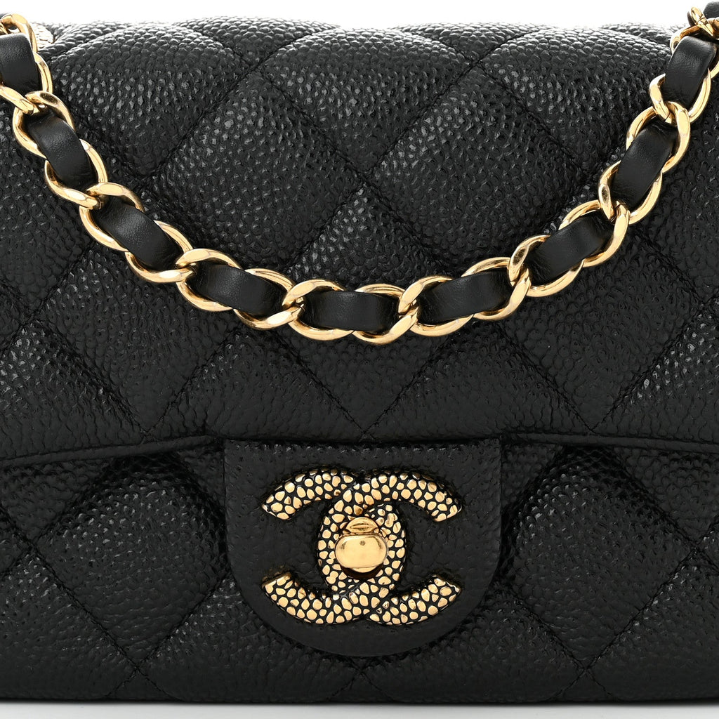 Grained Lambskin Quilted Mini Flap Black