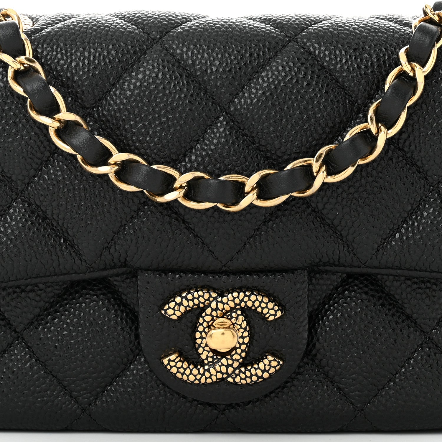 Grained Lambskin Quilted Mini Flap Black