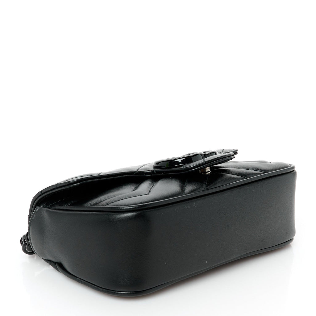 Calfskin Matelasse Monochrome GG Marmont Chain Belt Bag Black
