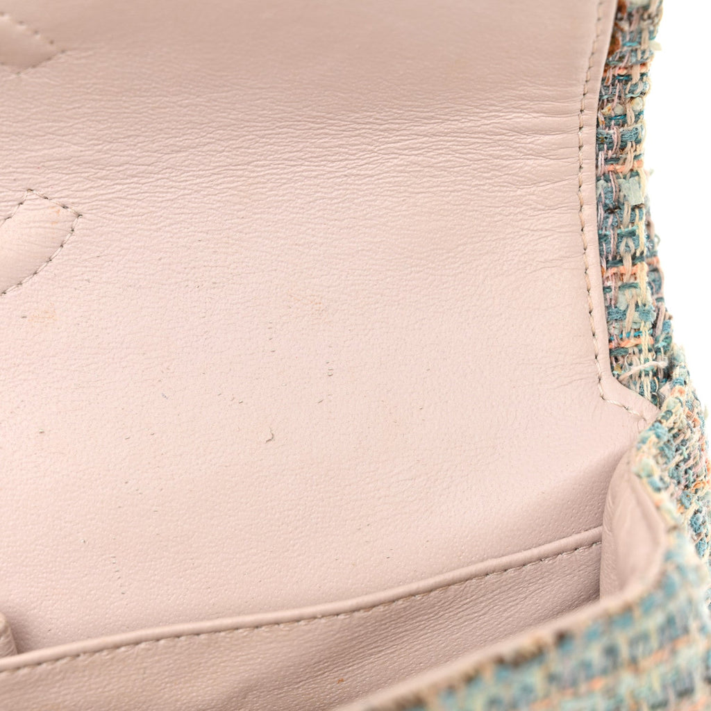 Tweed Quilted Medium Double Flap Blue Multicolor