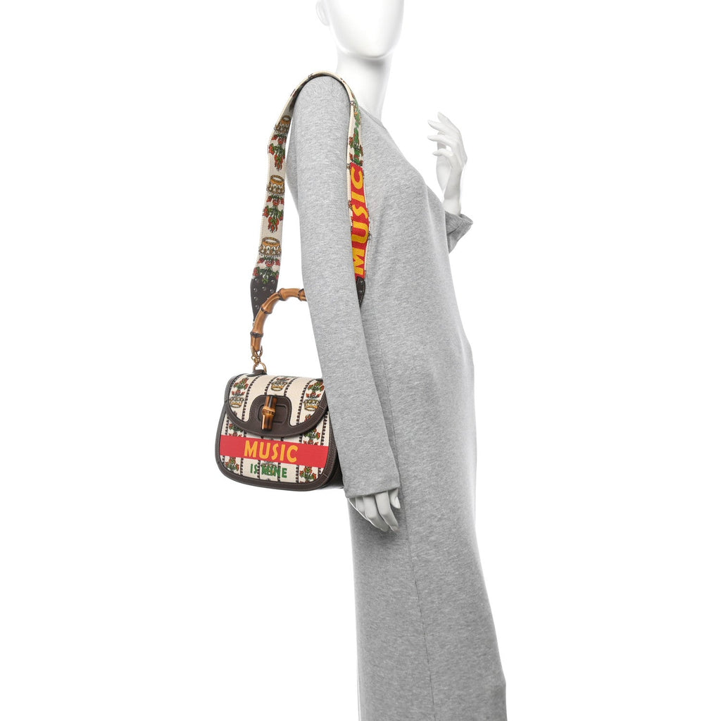 Canvas Calfskin 100 Centennial Music Medium Bamboo 1947 Top Handle Bag Multicolor