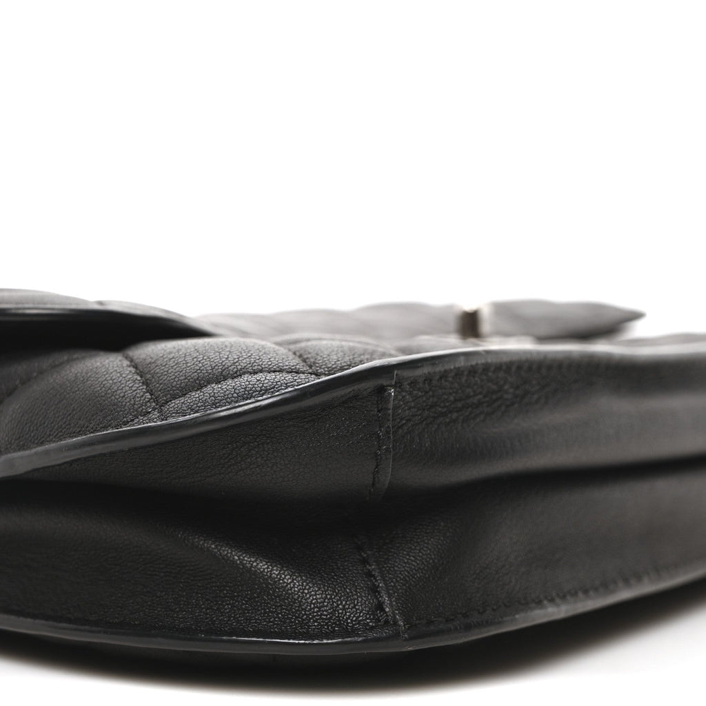 Metallic Goatskin Quilted Rock In Rome Flap Black