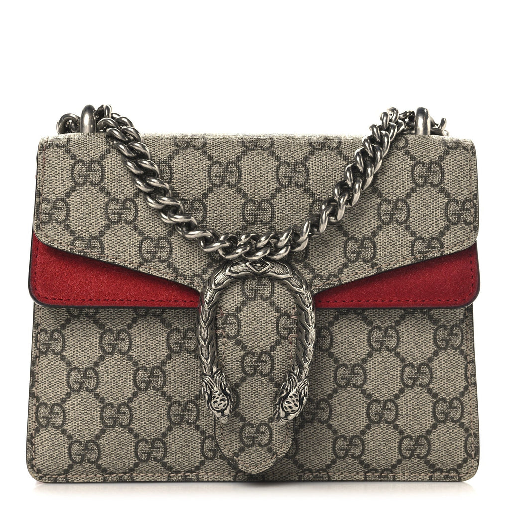GG Supreme Monogram Mini Dionysus Shoulder Bag Hibiscus Red