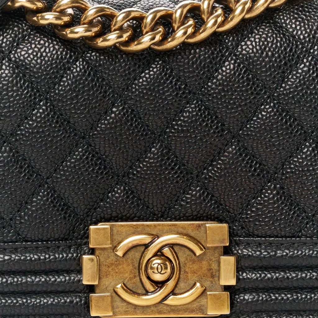 Caviar Quilted Small Boy Flap Black