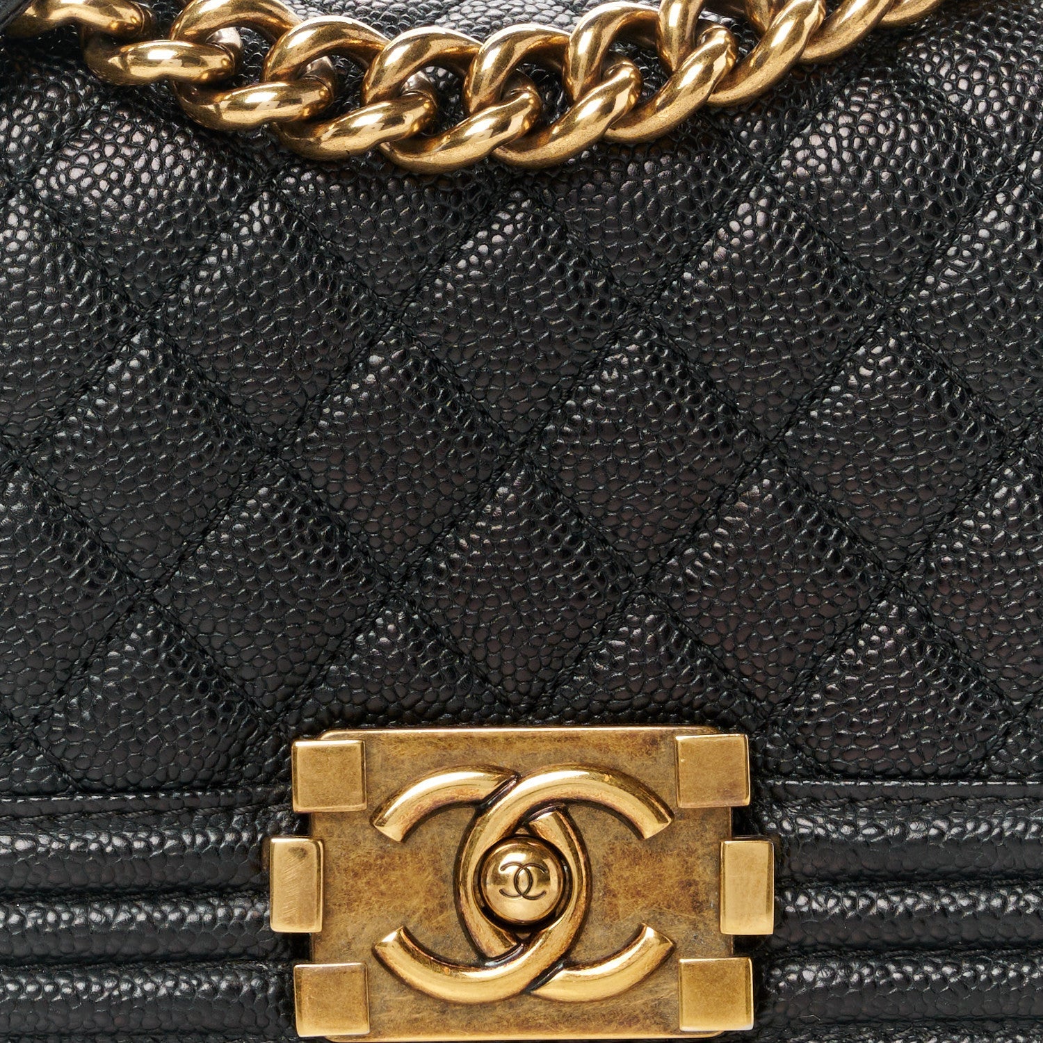 Caviar Quilted Small Boy Flap Black
