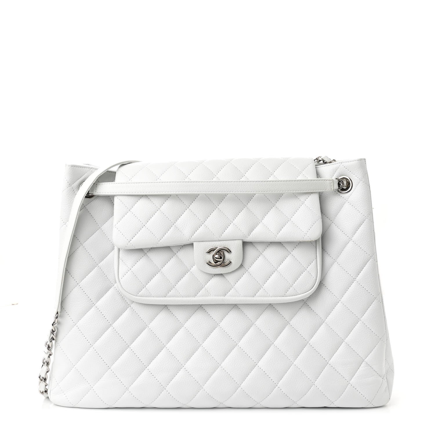 Caviar Quilted Maxi Paris Edinburgh Flap White