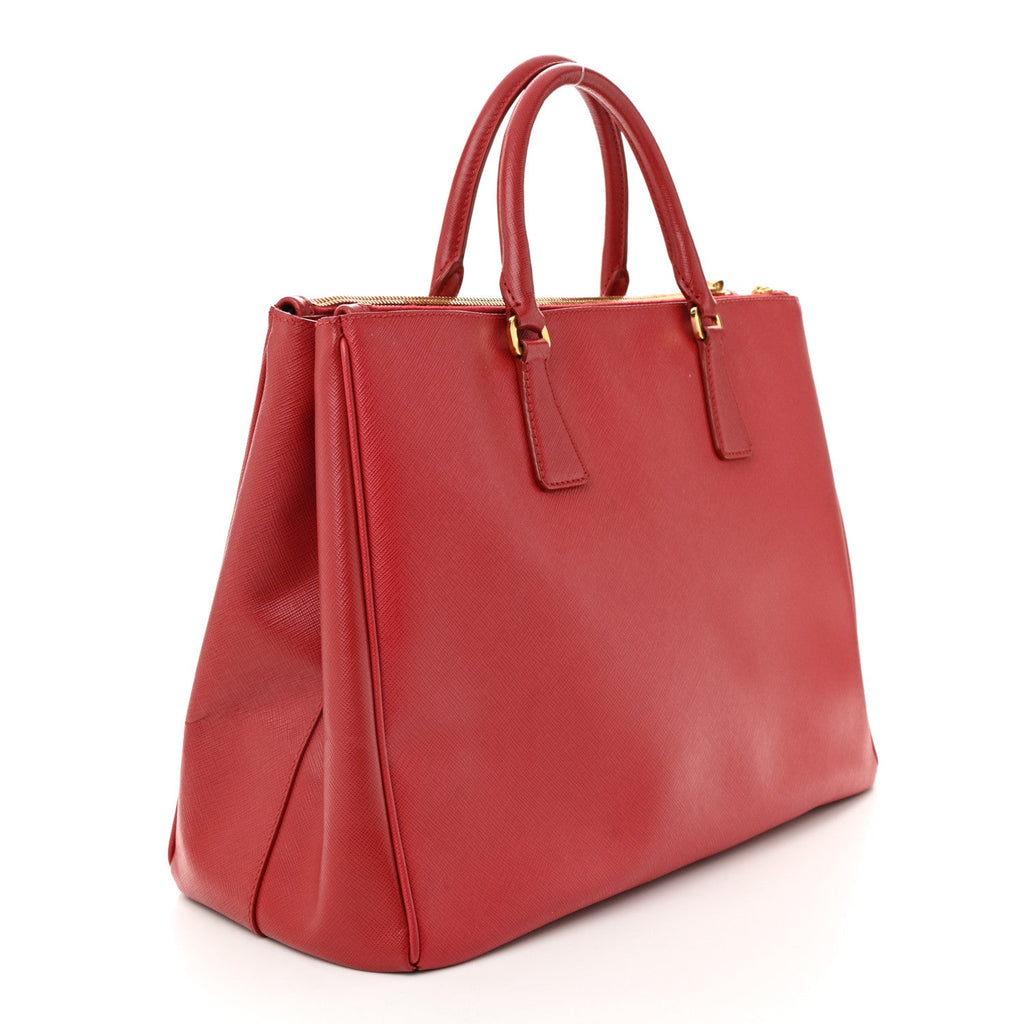 Saffiano Lux Large Galleria Double Zip Tote Fuoco