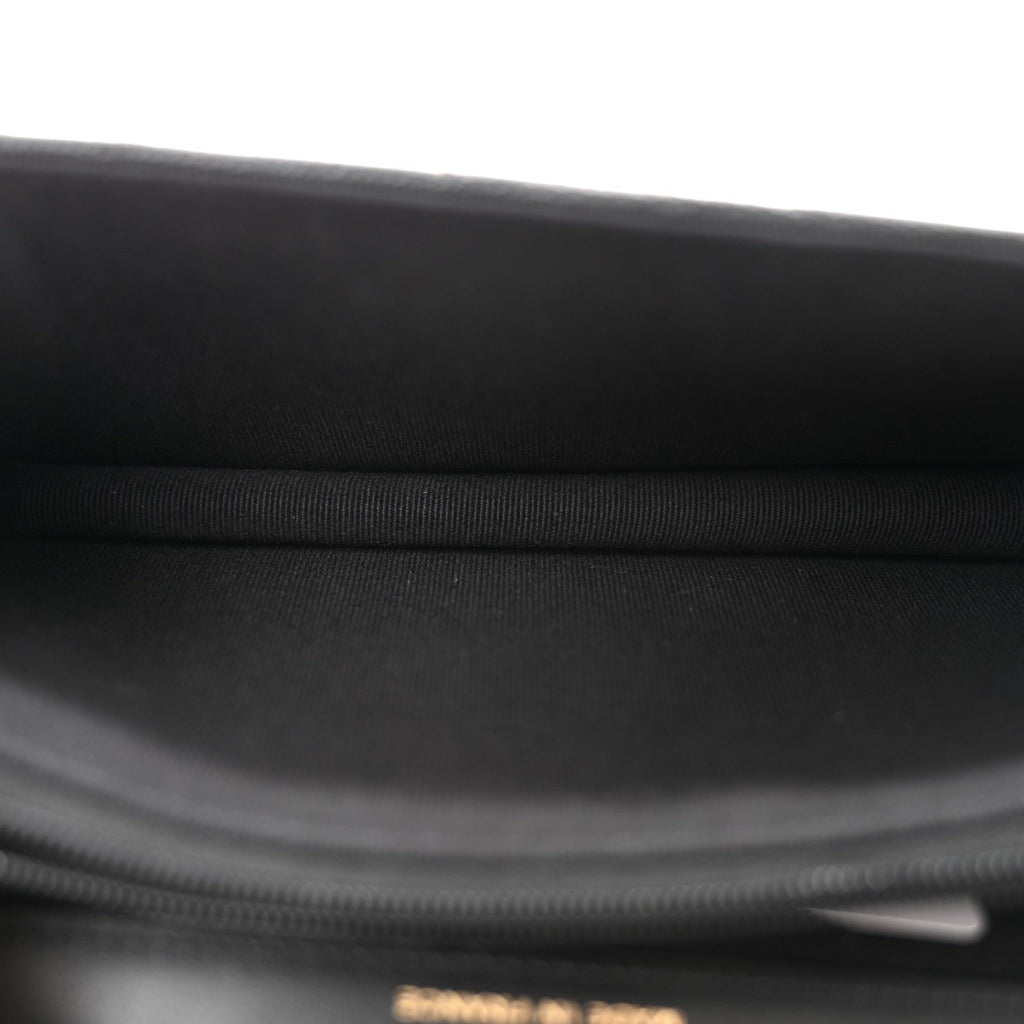 Shiny Caviar Quilted Flap Charm Wallet On Chain WOC Black