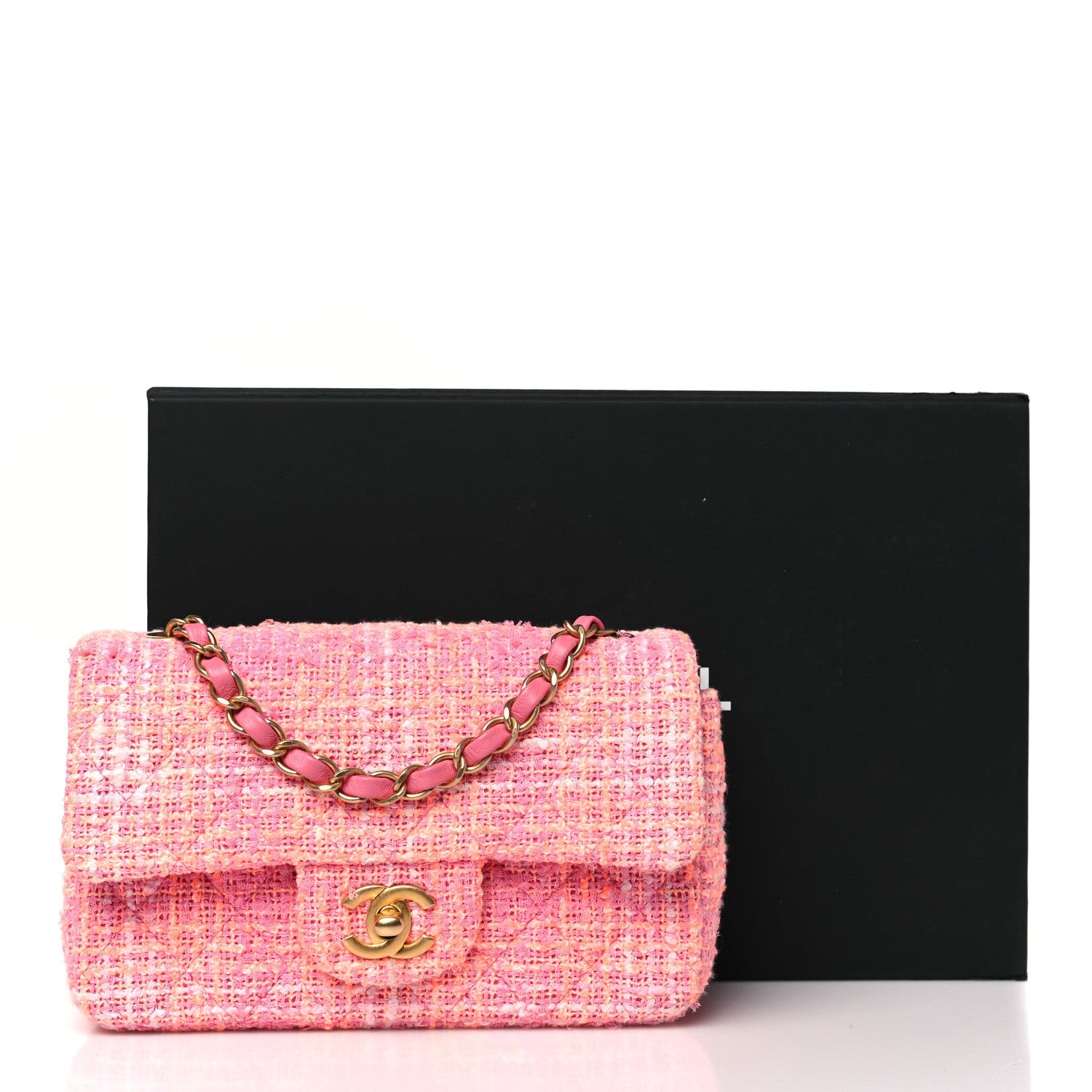 Tweed Quilted Mini Rectangular Flap Pink Orange White