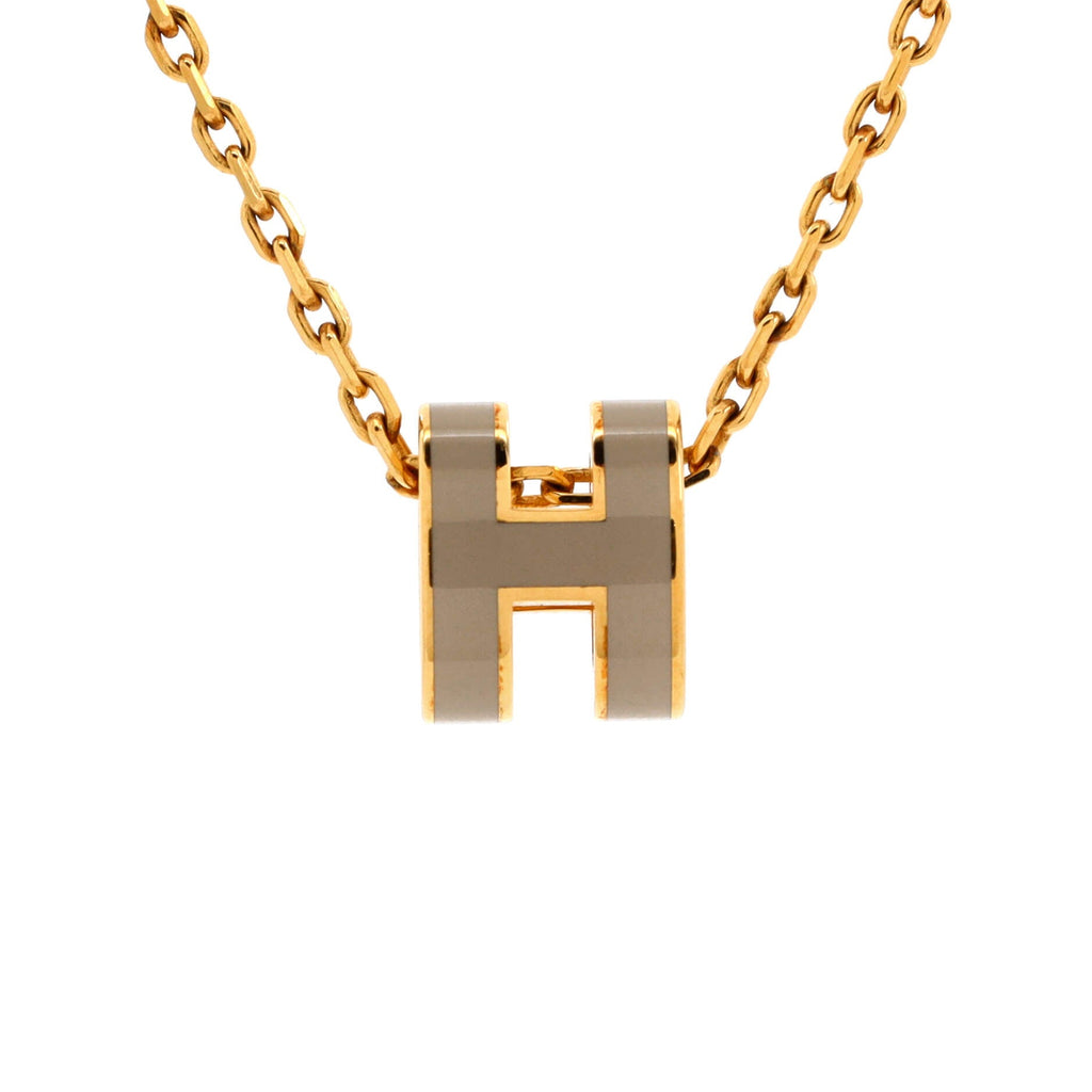 Pop H Pendant Chain Necklace Metal and Enamel Mini