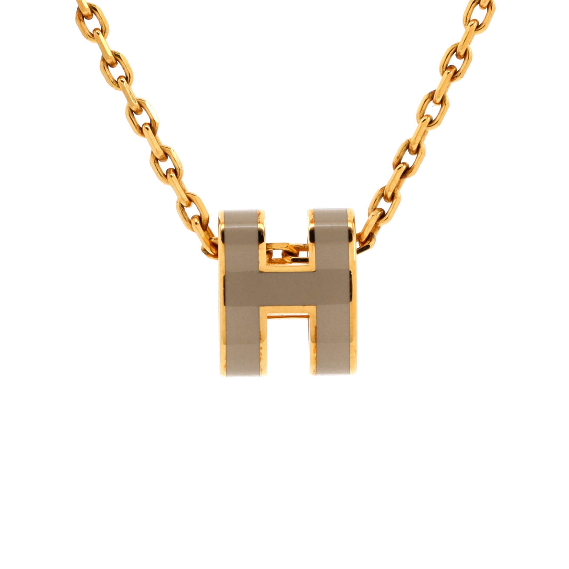 Pop H Pendant Chain Necklace Metal and Enamel Mini