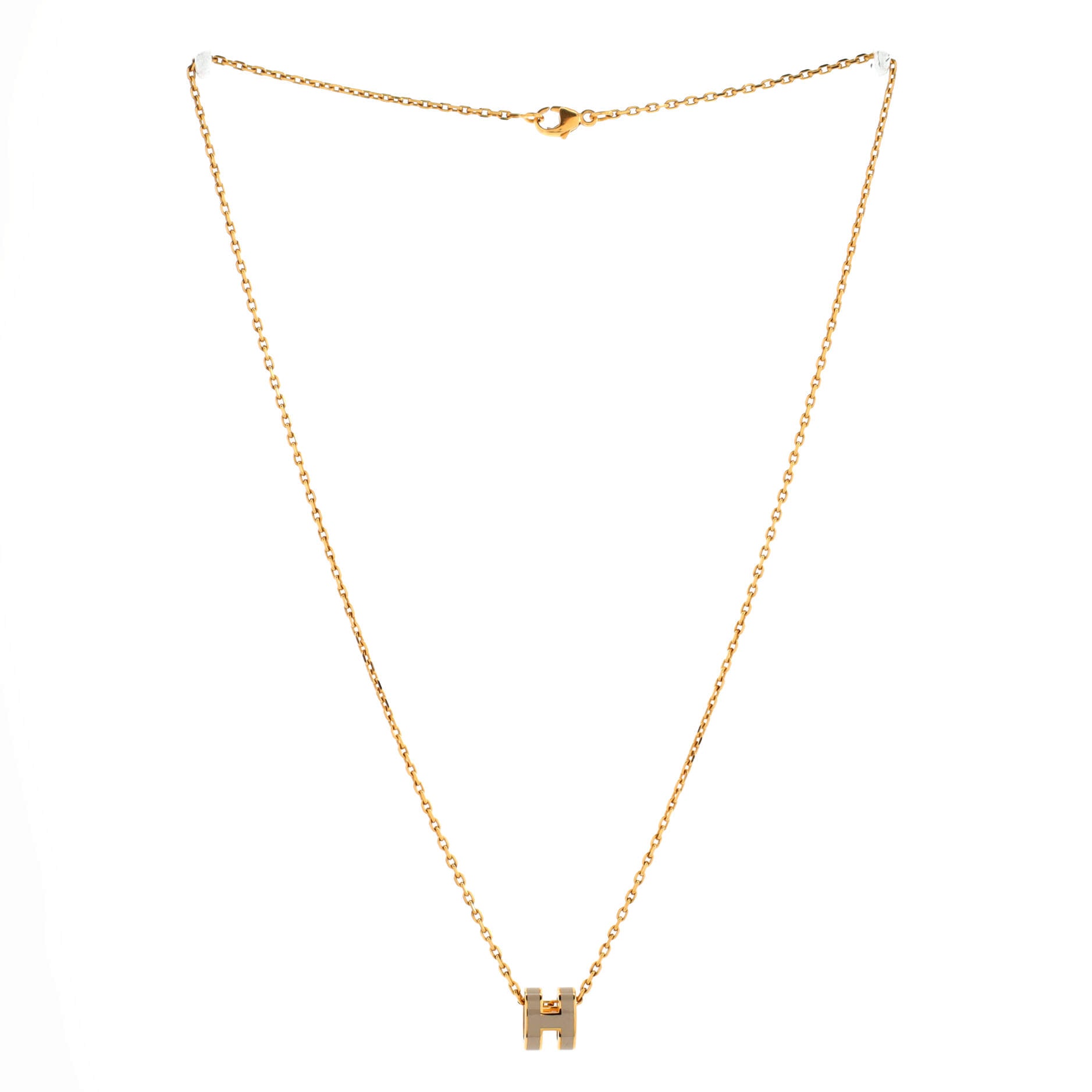 Pop H Pendant Chain Necklace Metal and Enamel Mini