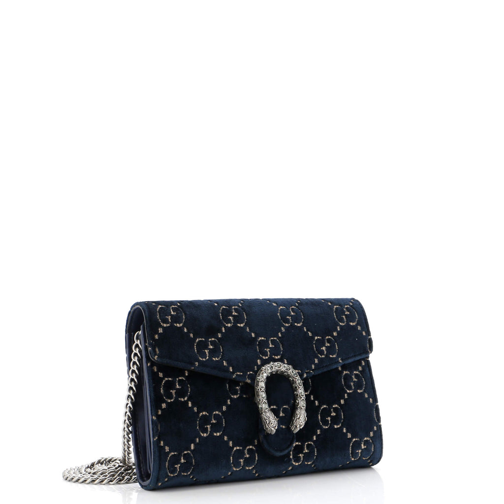 Dionysus Chain Wallet GG Velvet Small