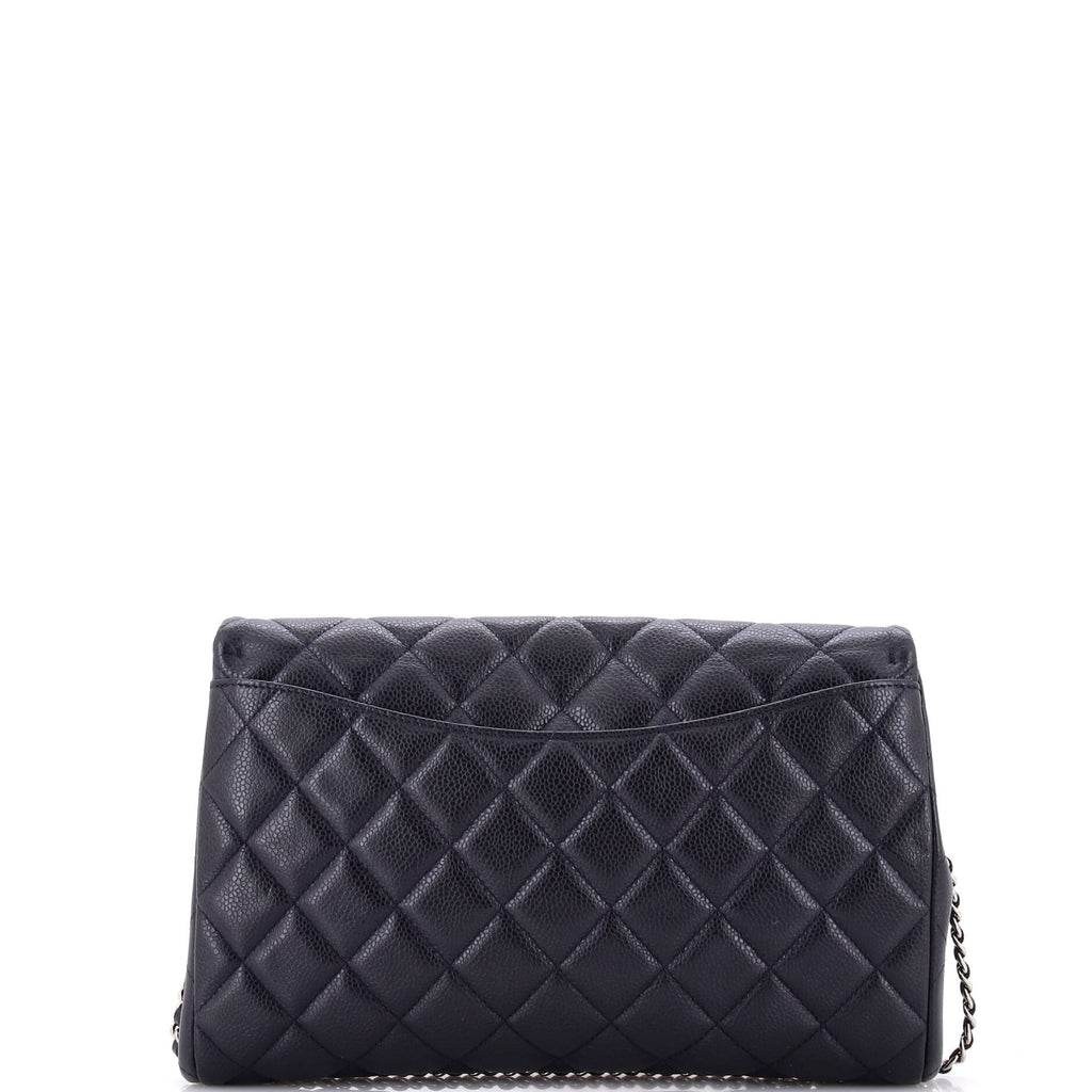Clutch with Chain Quilted Caviar
