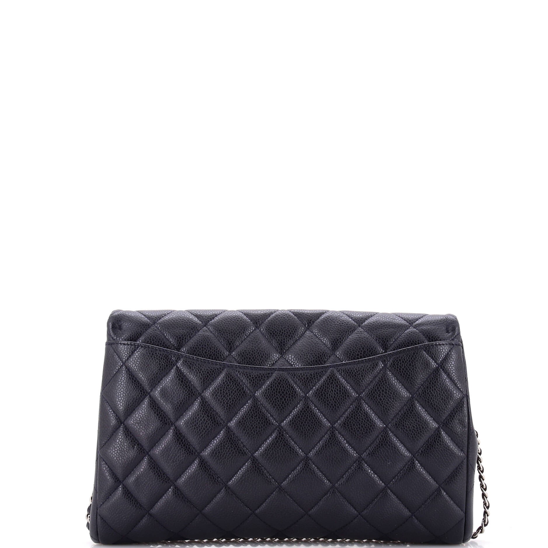 Clutch with Chain Quilted Caviar