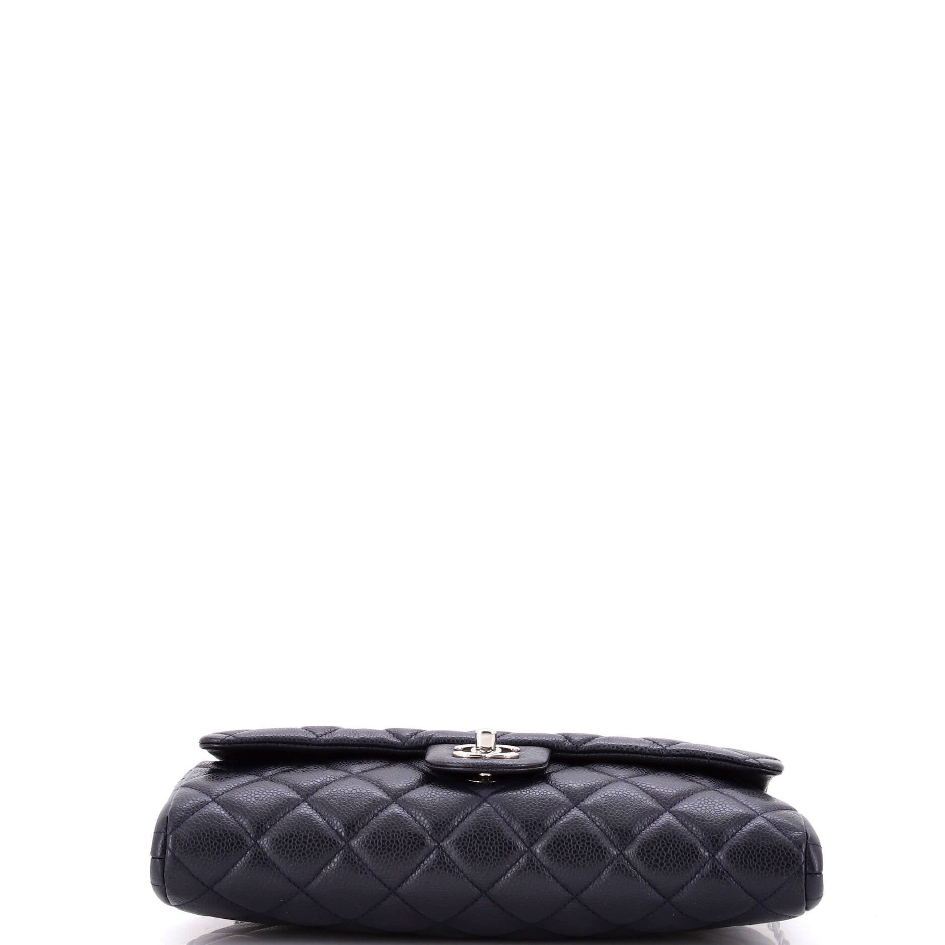 Clutch with Chain Quilted Caviar