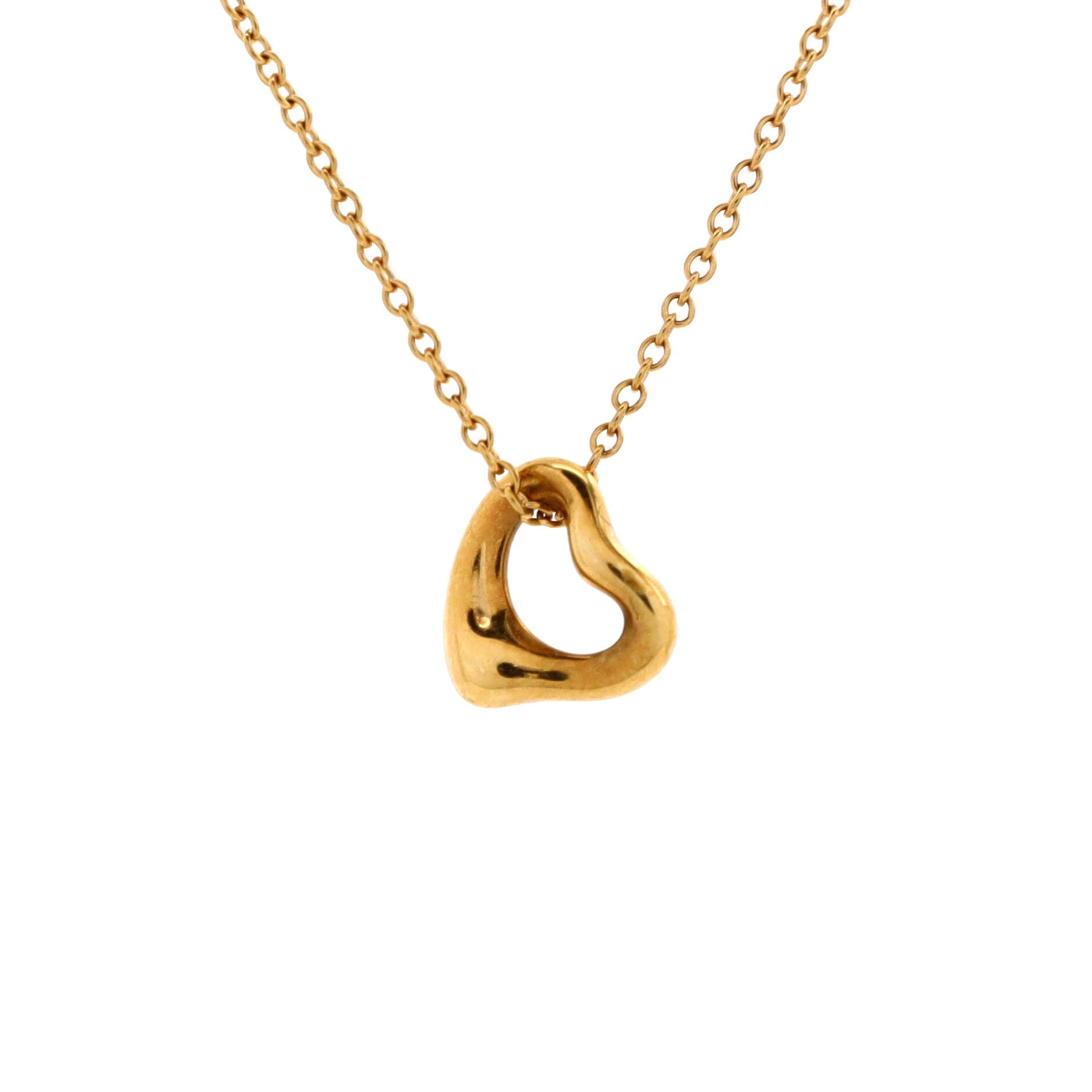 Elsa Peretti Open Heart Pendant Necklace 18K Rose Gold 7mm