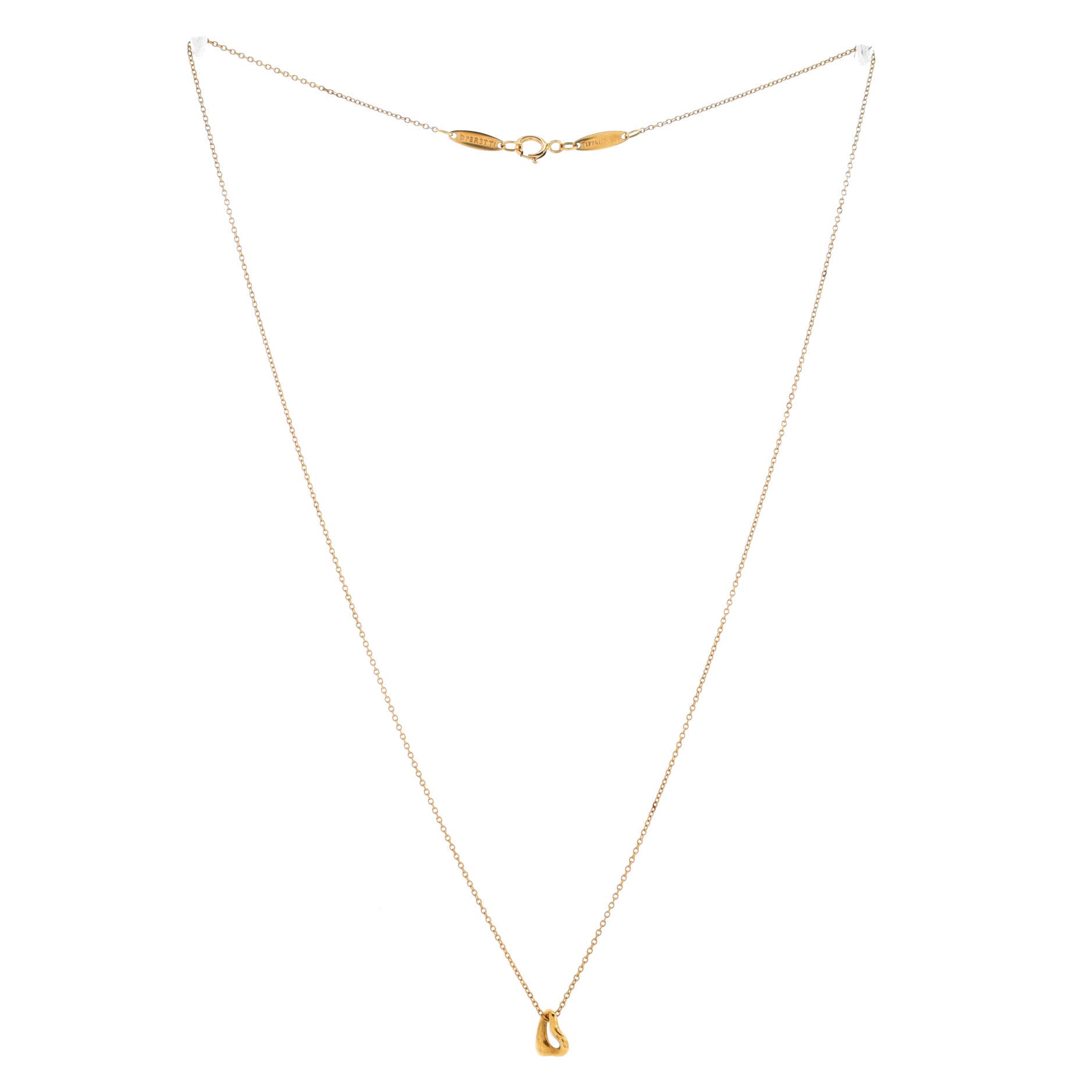 Elsa Peretti Open Heart Pendant Necklace 18K Rose Gold 7mm