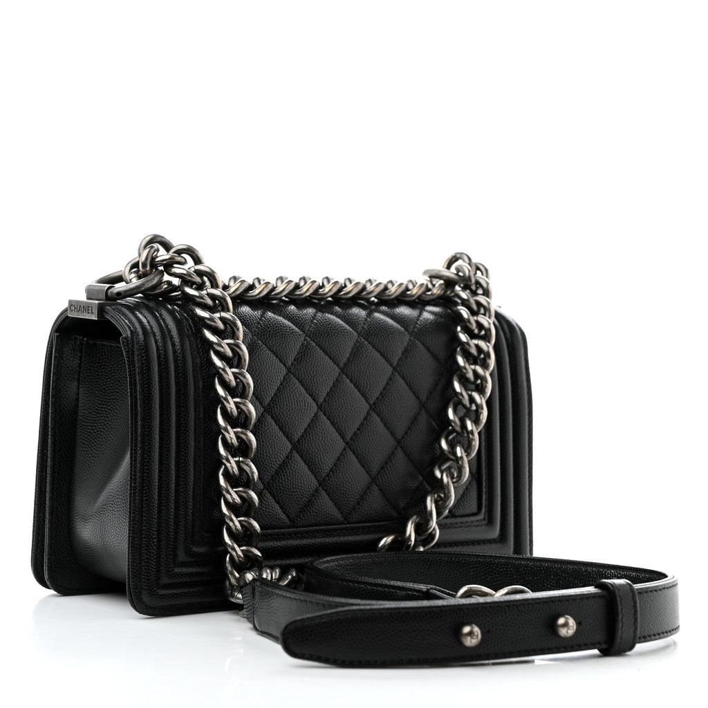 Caviar Quilted Small Boy Flap Black