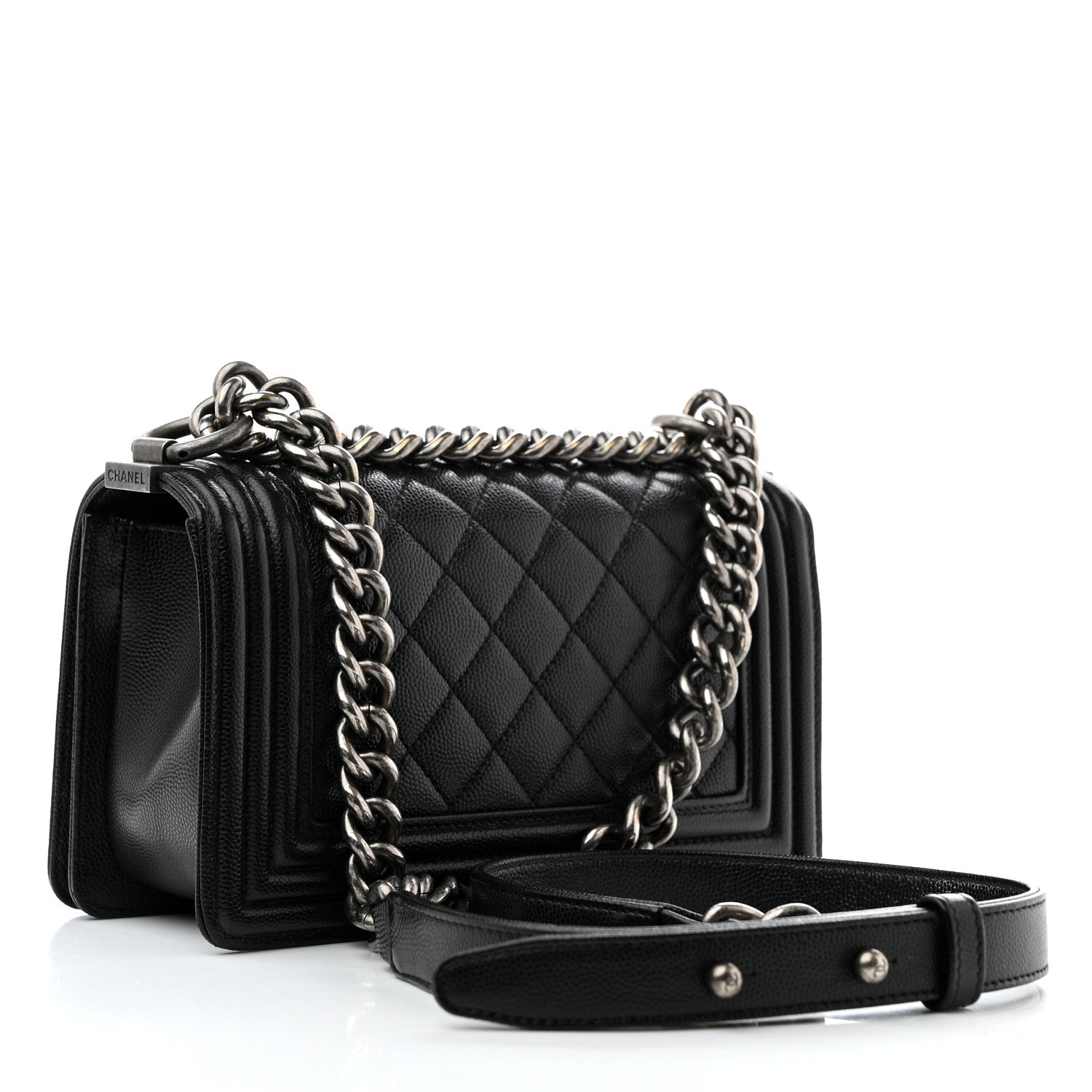 Caviar Quilted Small Boy Flap Black