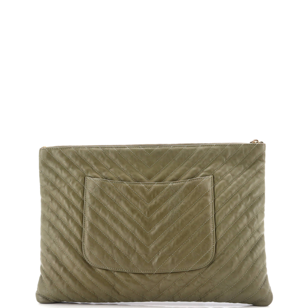 O Case Clutch Chevron Calfskin Large