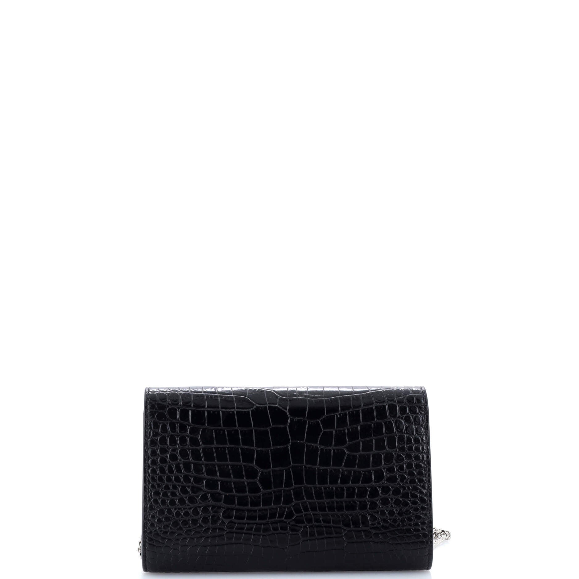 Uptown Chain Wallet Crocodile Embossed Leather