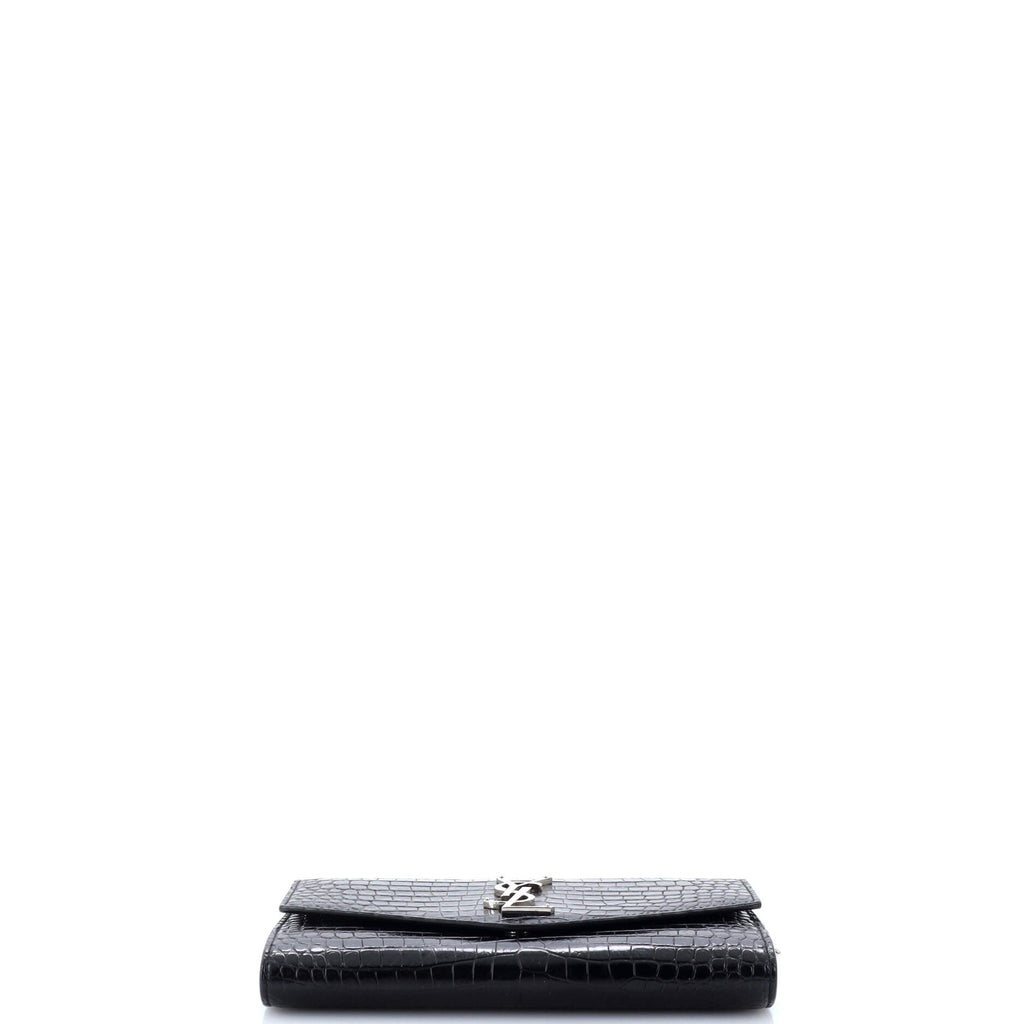 Uptown Chain Wallet Crocodile Embossed Leather