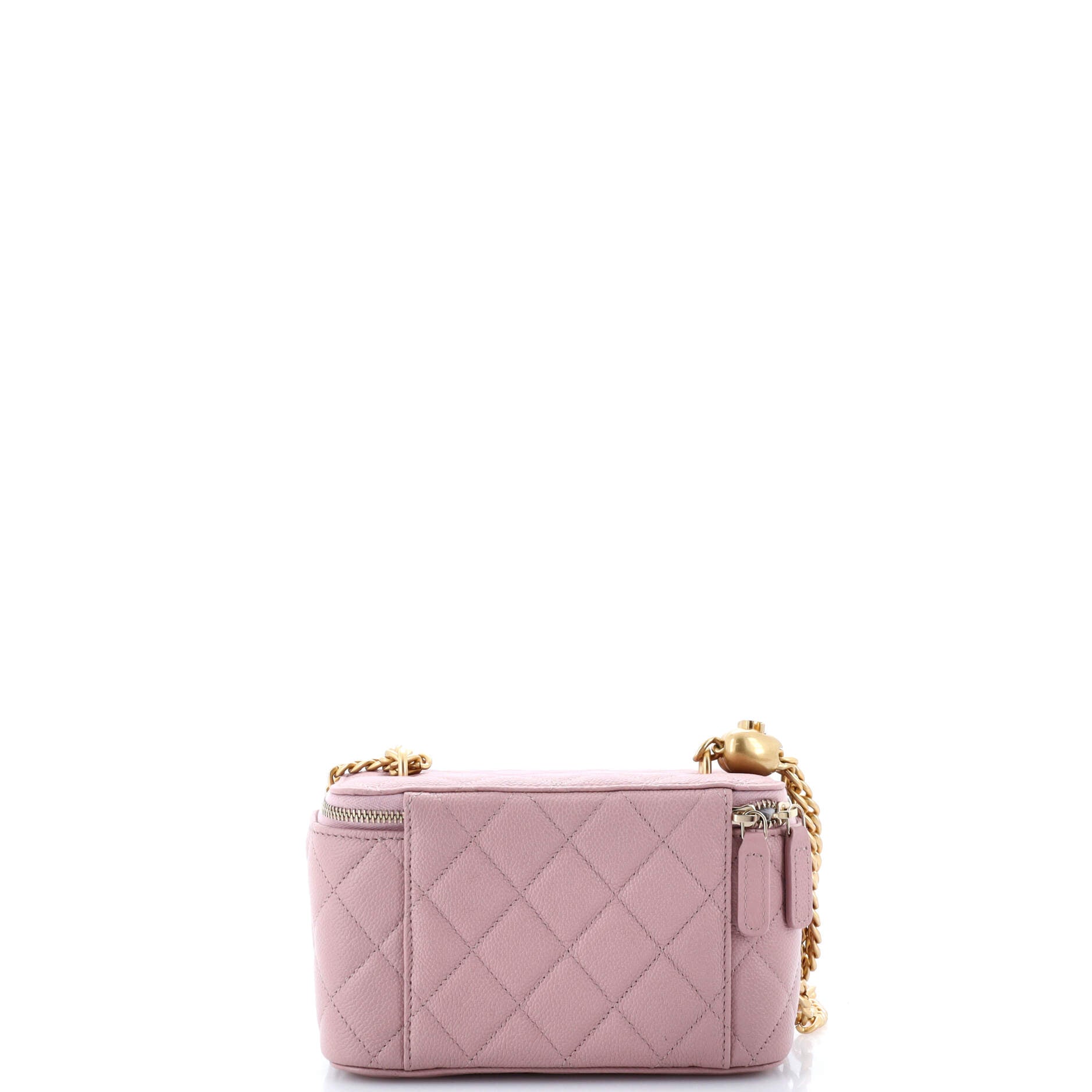 Sweet Heart Vanity Case with Chain Quilted Caviar Small