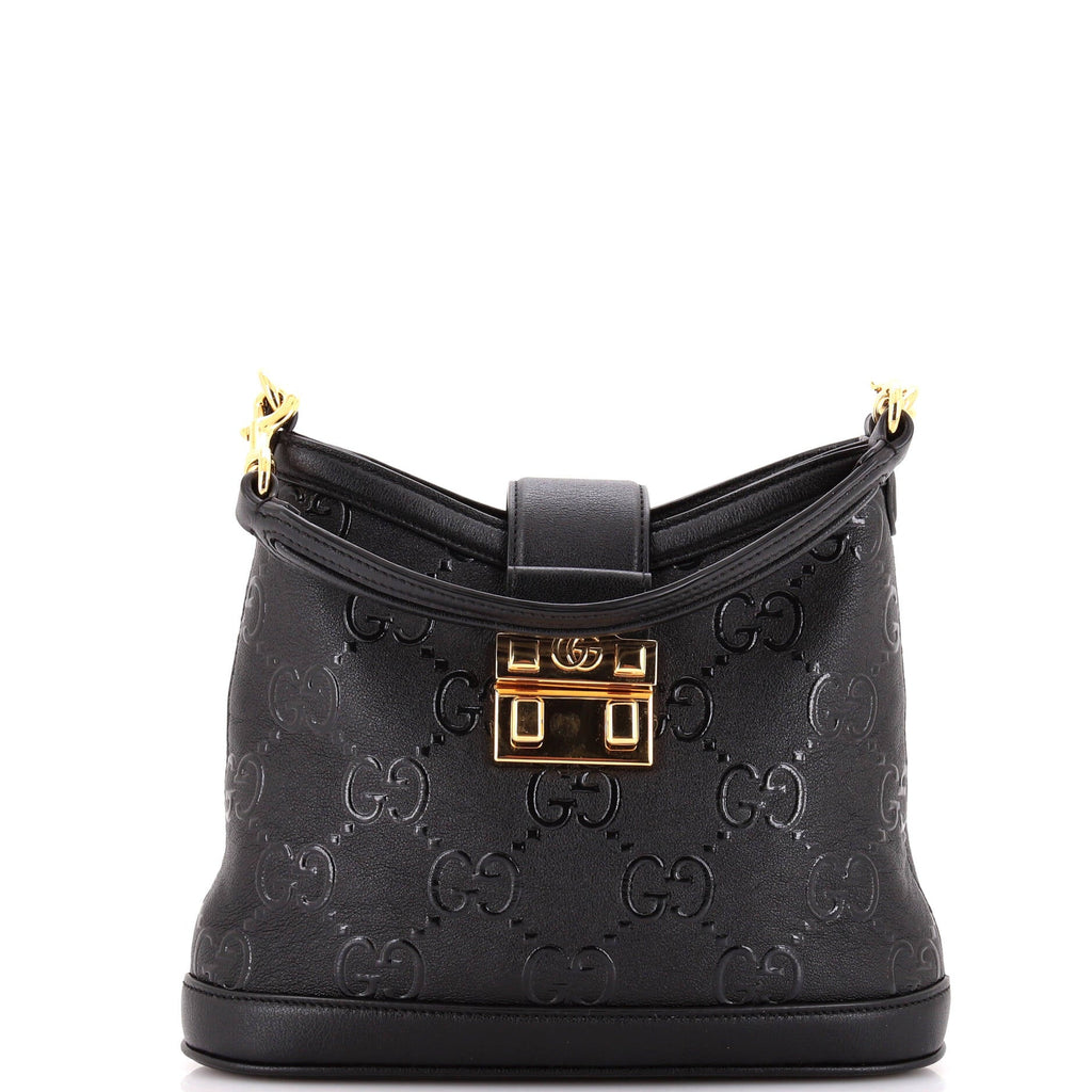 GG Padlock Shoulder Bag GG Embossed Leather Small