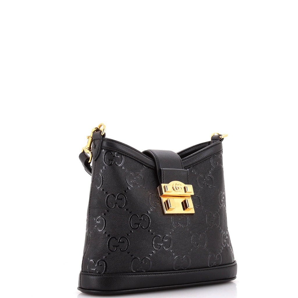 GG Padlock Shoulder Bag GG Embossed Leather Small