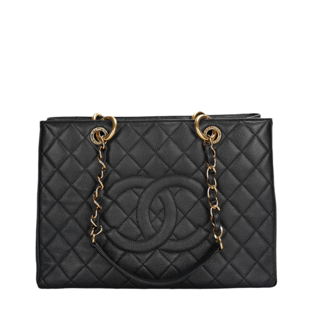Chanel Black Grand Shopping Tote GST Bag in Caviar Leather with Gold Hardware