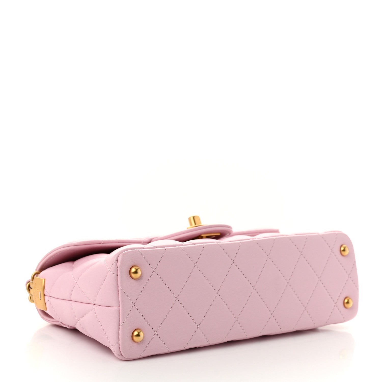 Lambskin Quilted Mini Flap Top Handle Bag Light Pink