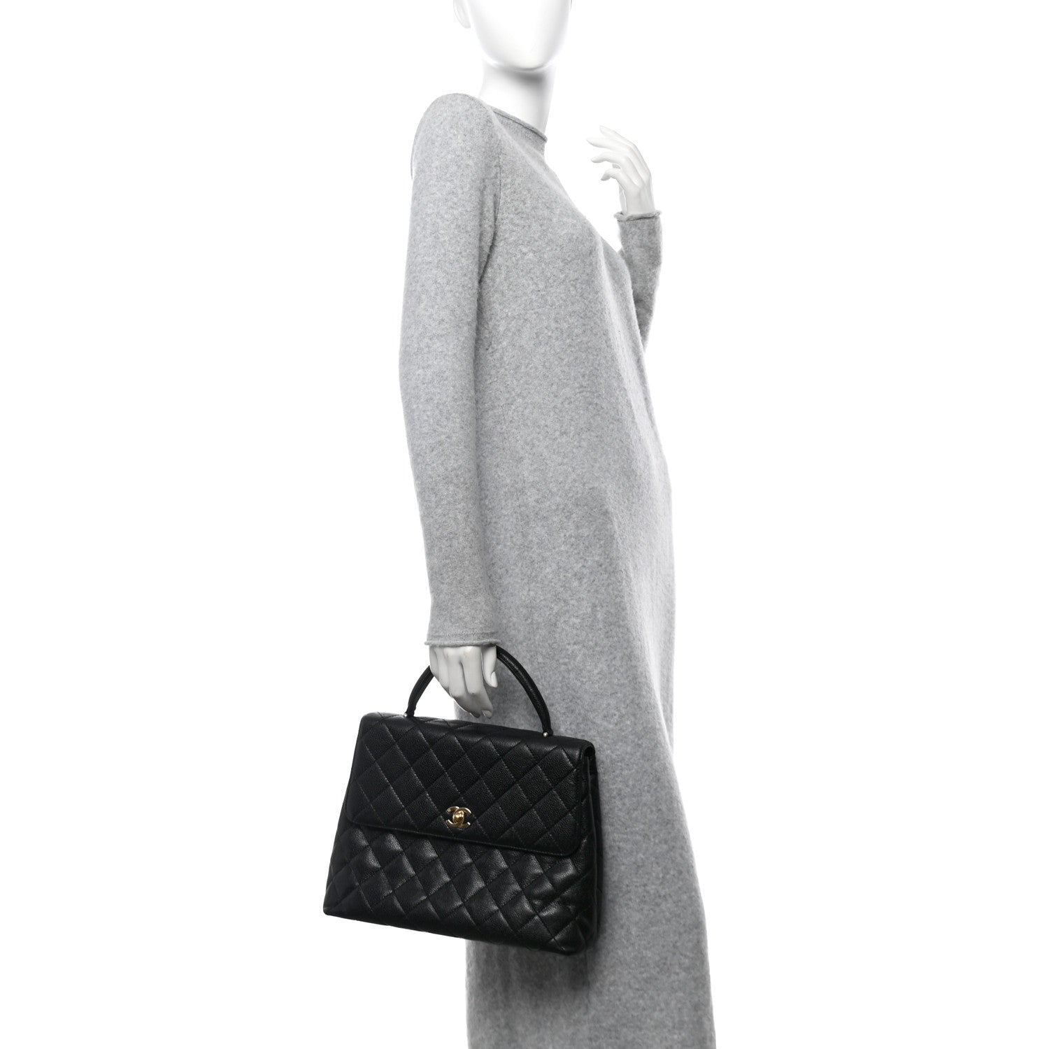 Caviar Quilted Jumbo Kelly Flap Black