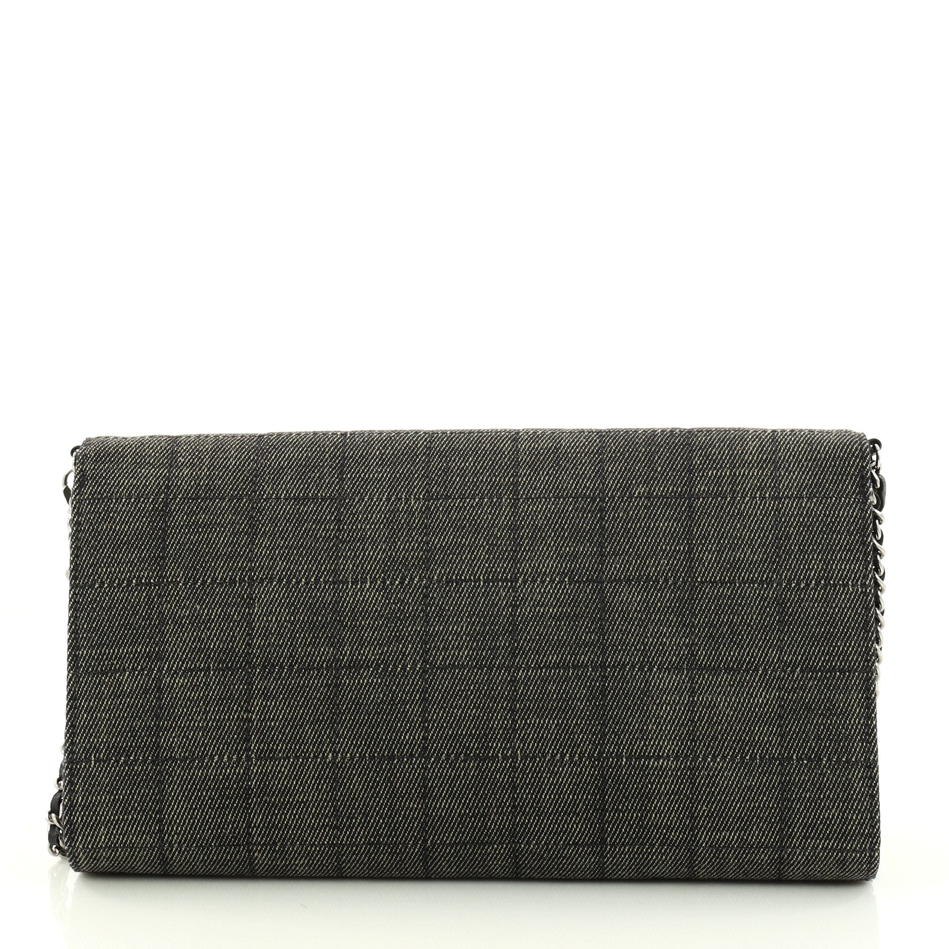 Chocolate Bar Chain Clutch Quilted Denim