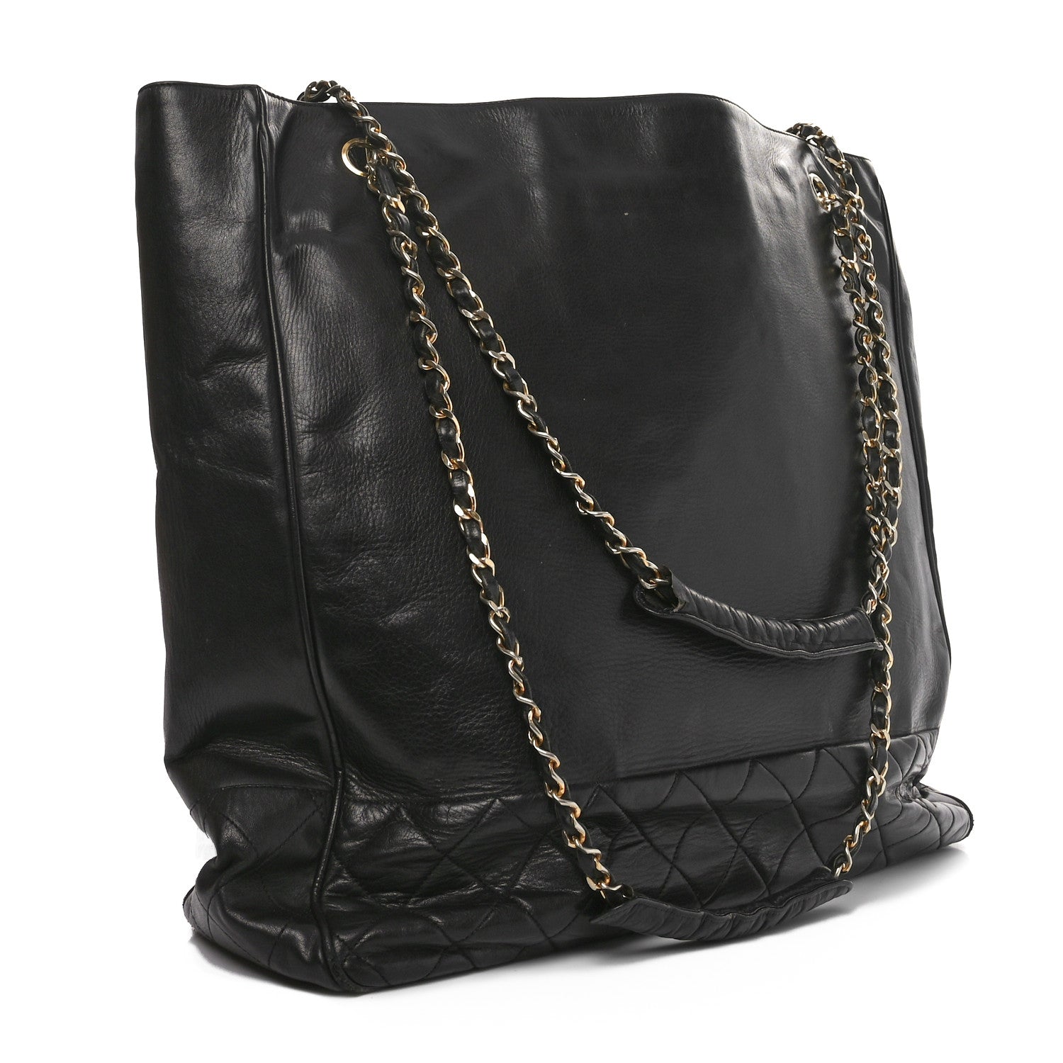 Lambskin Quilted CC Shopping Tote  Tote Black