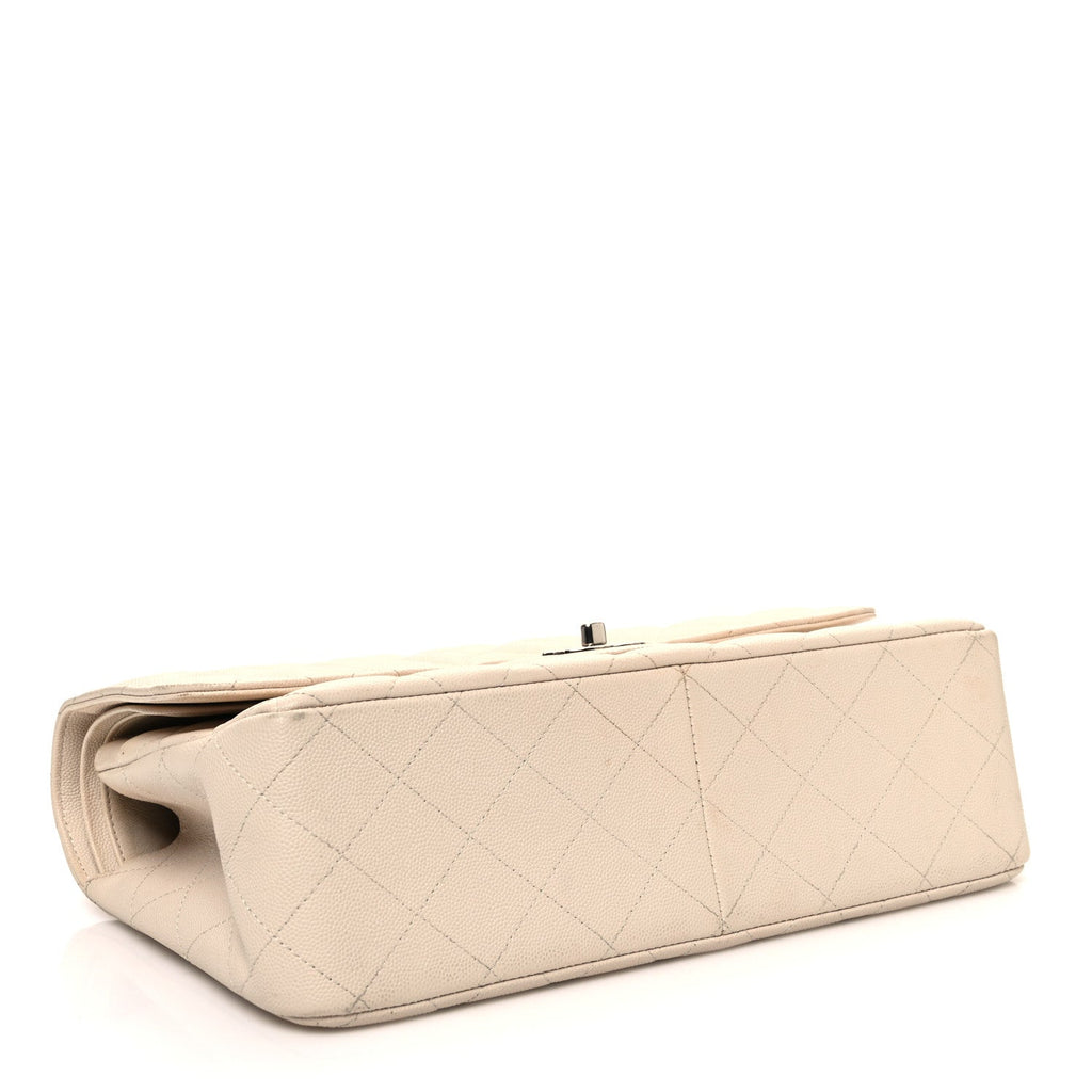 Caviar Quilted Jumbo Double Flap Ivory
