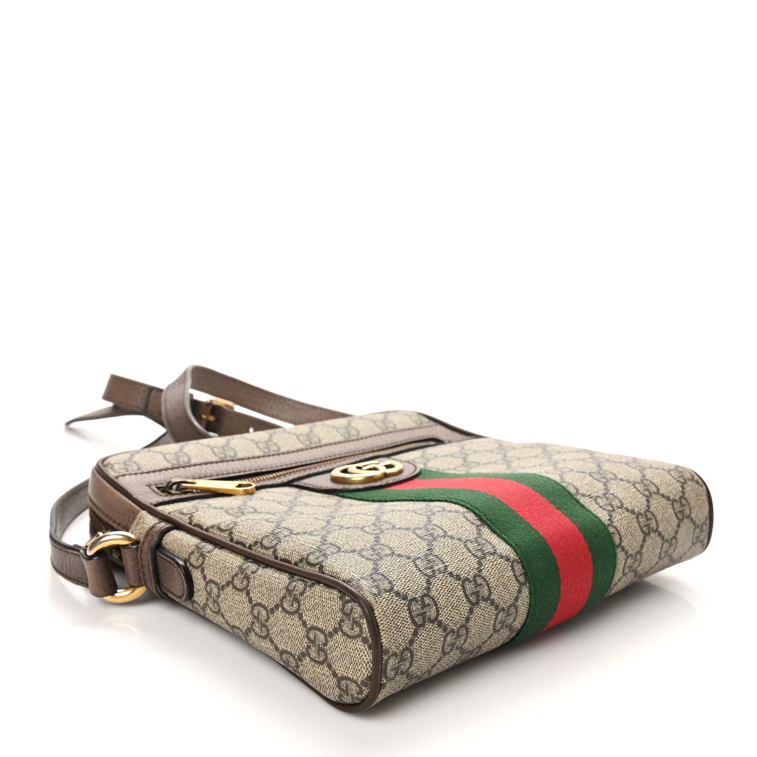 GG Supreme Monogram Web Small Ophidia Messenger Bag Brown