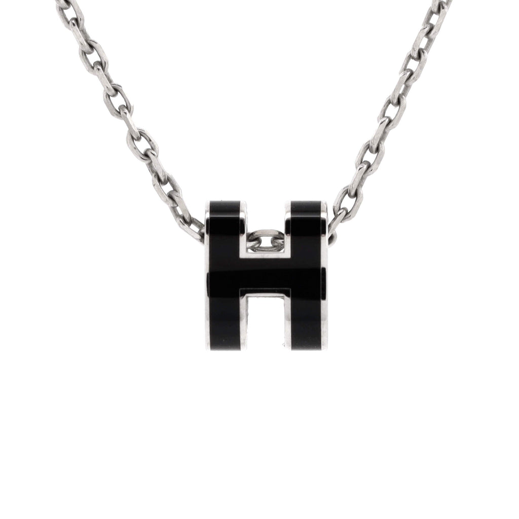 Pop H Pendant Chain Necklace Metal and Enamel Mini