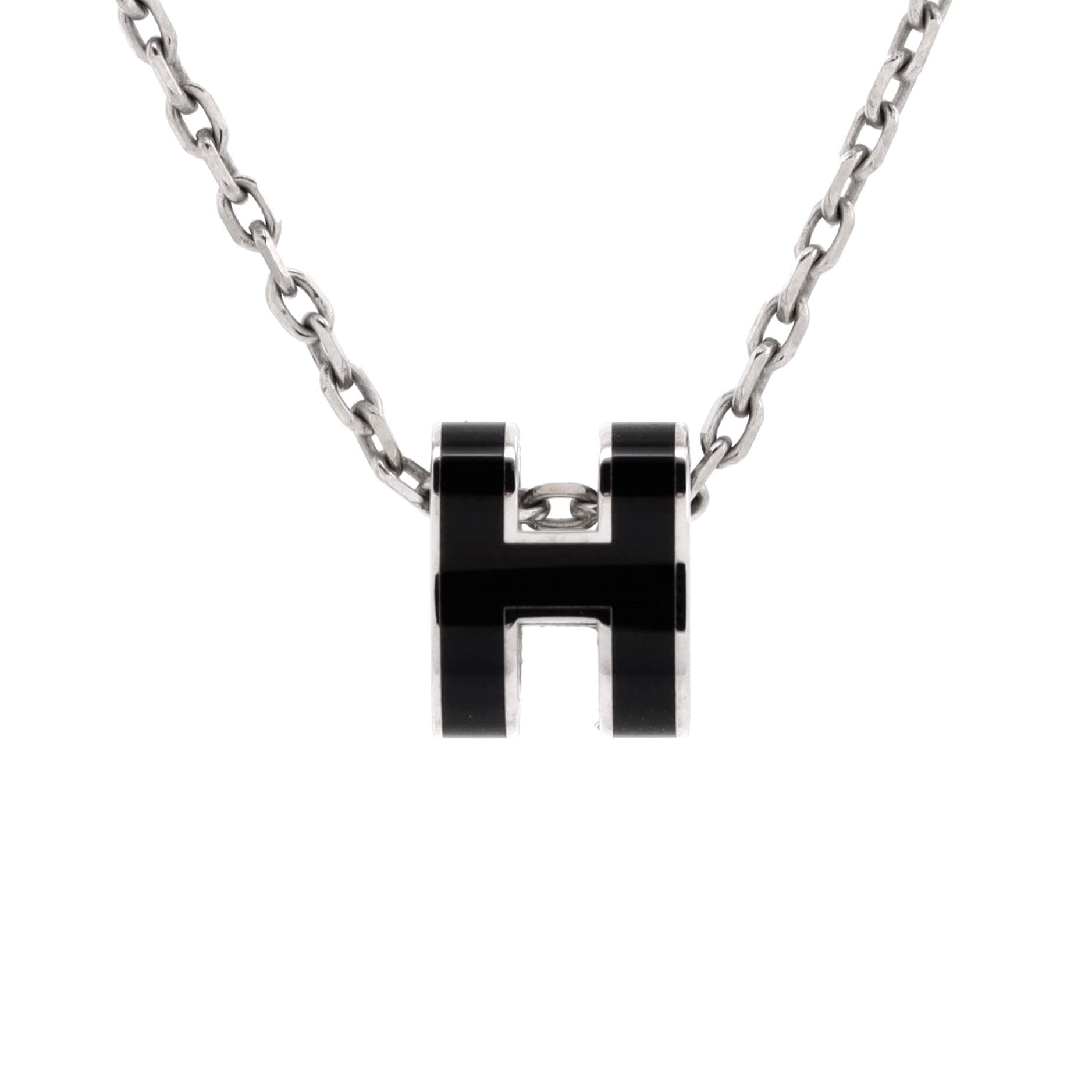 Pop H Pendant Chain Necklace Metal and Enamel Mini
