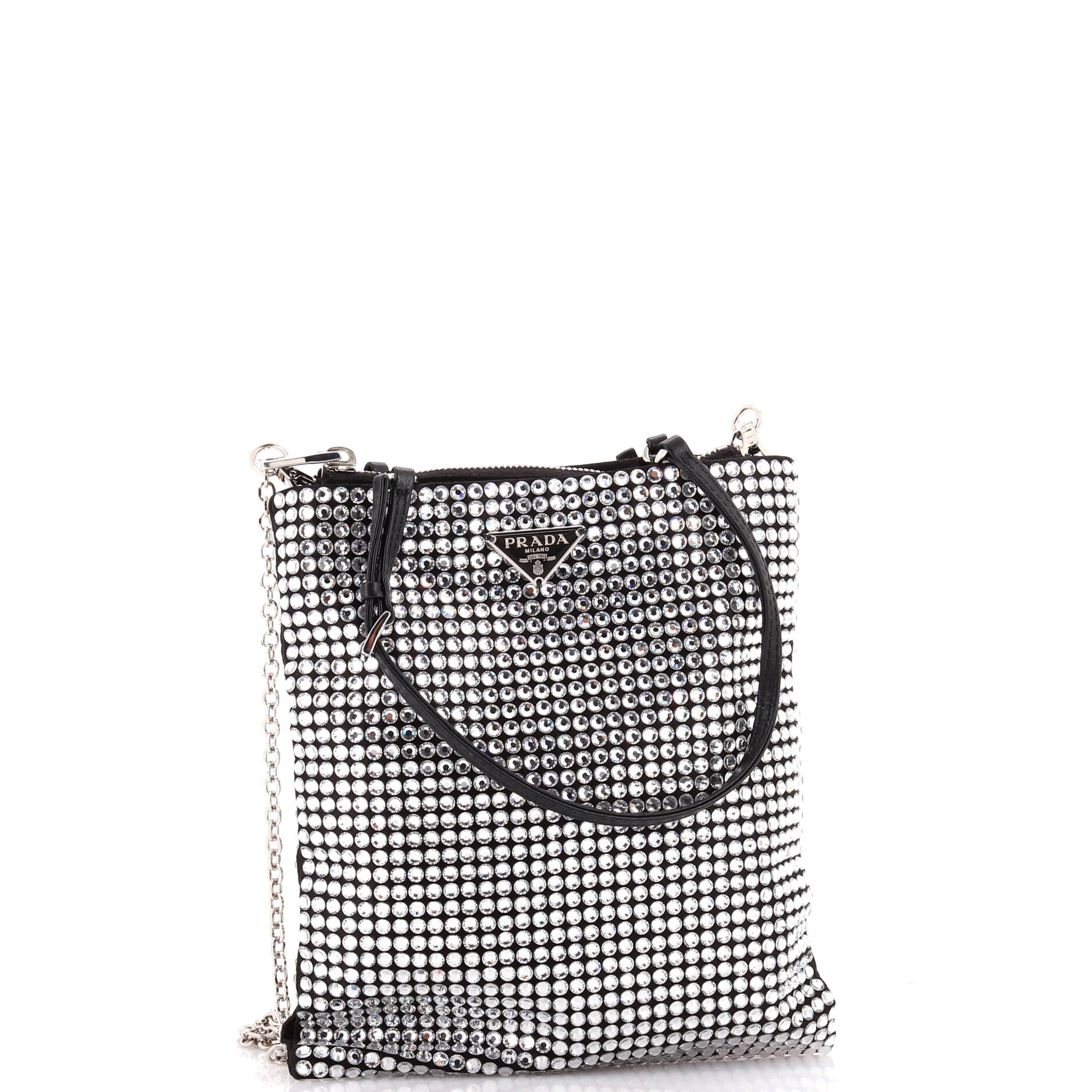 Convertible Open Tote Crystal Embellished Satin Mini