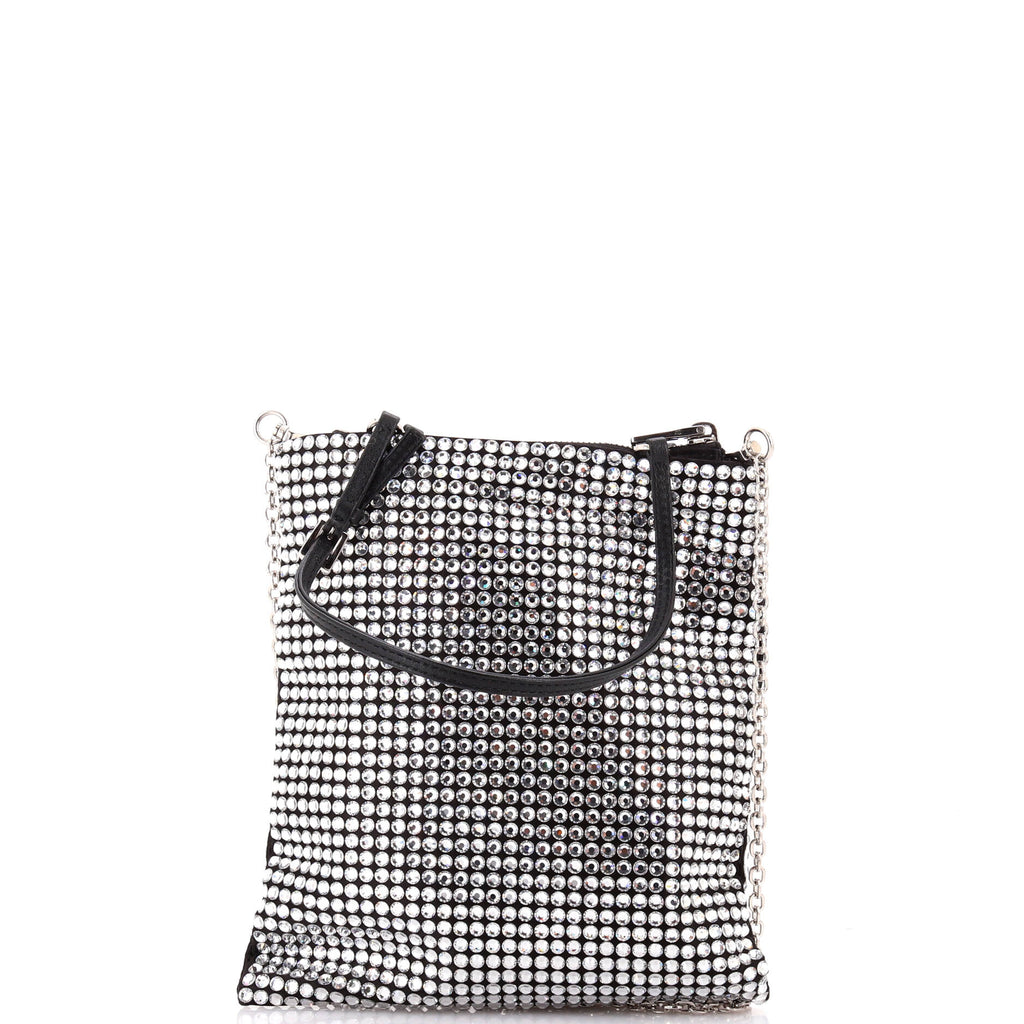 Convertible Open Tote Crystal Embellished Satin Mini