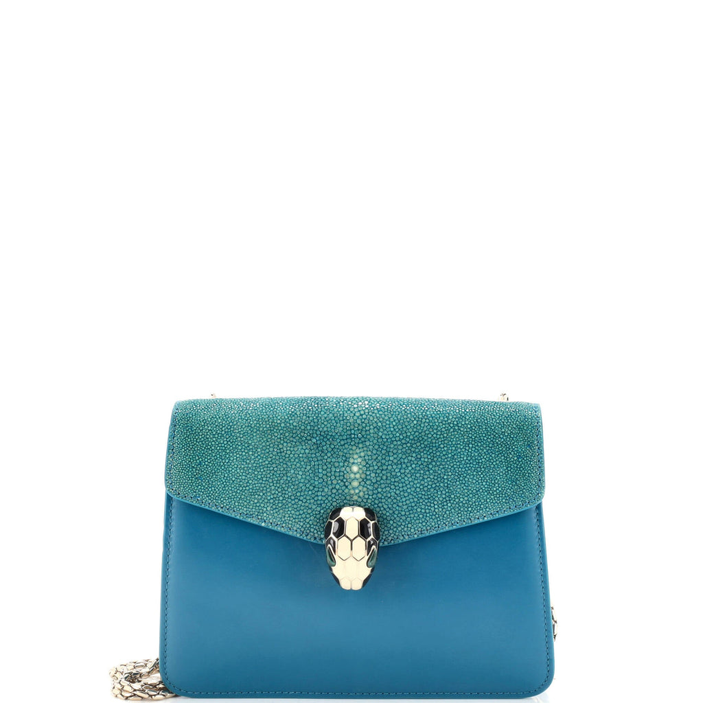 Serpenti Forever Square Shoulder Bag Leather and Stingray Small