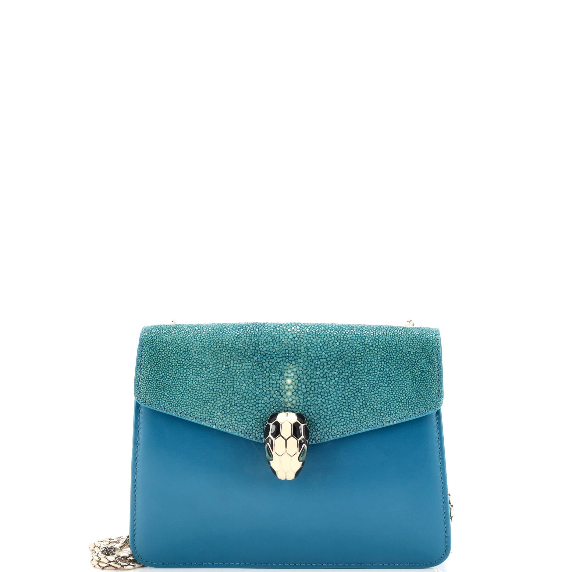 Serpenti Forever Square Shoulder Bag Leather and Stingray Small