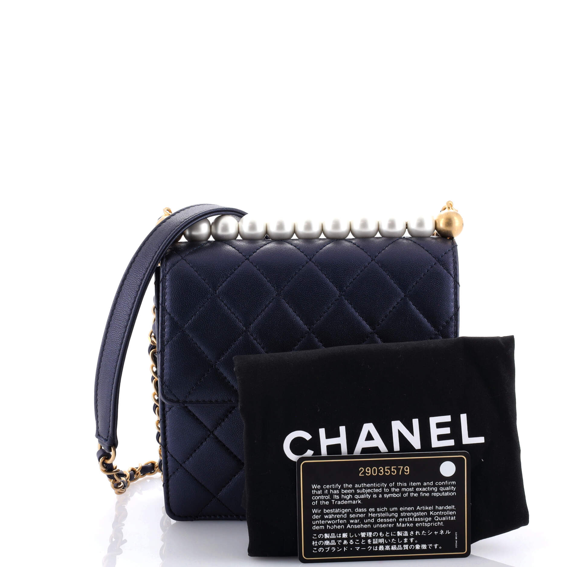 Chic Pearls Flap Bag Quilted Goatskin with Acrylic Beads Mini