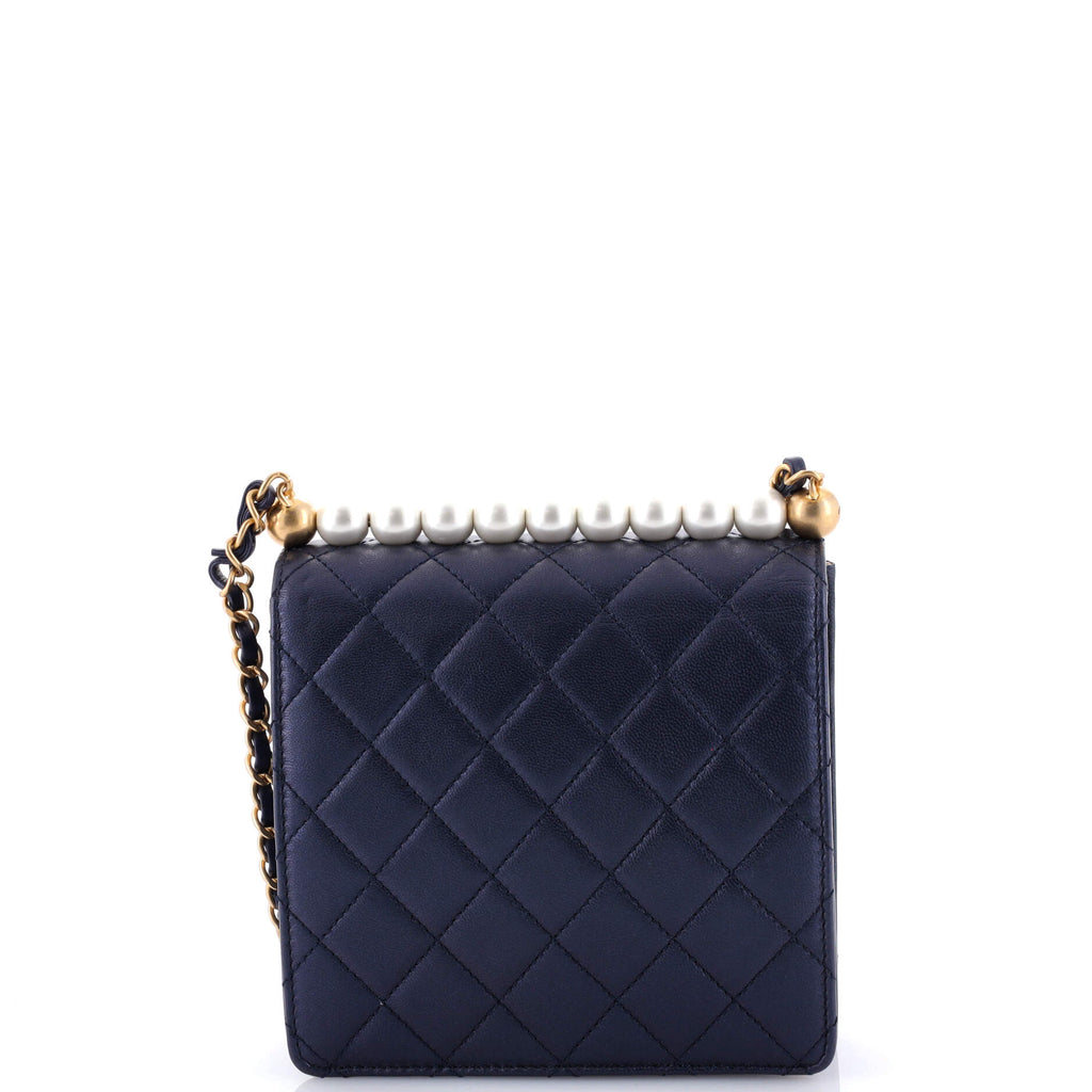 Chic Pearls Flap Bag Quilted Goatskin with Acrylic Beads Mini