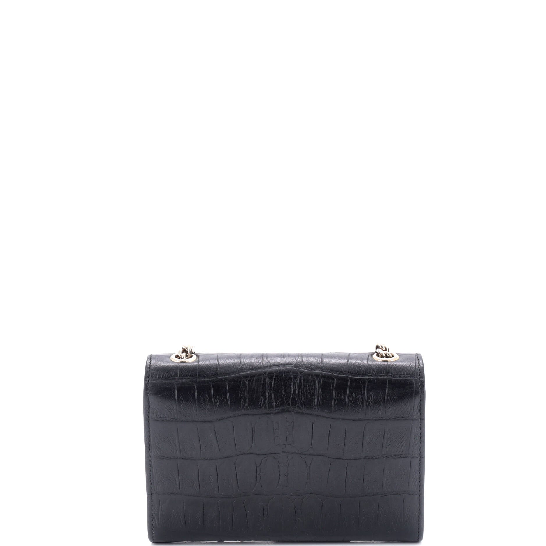 Classic Monogram Tassel Crossbody Bag Crocodile Embossed Leather Small
