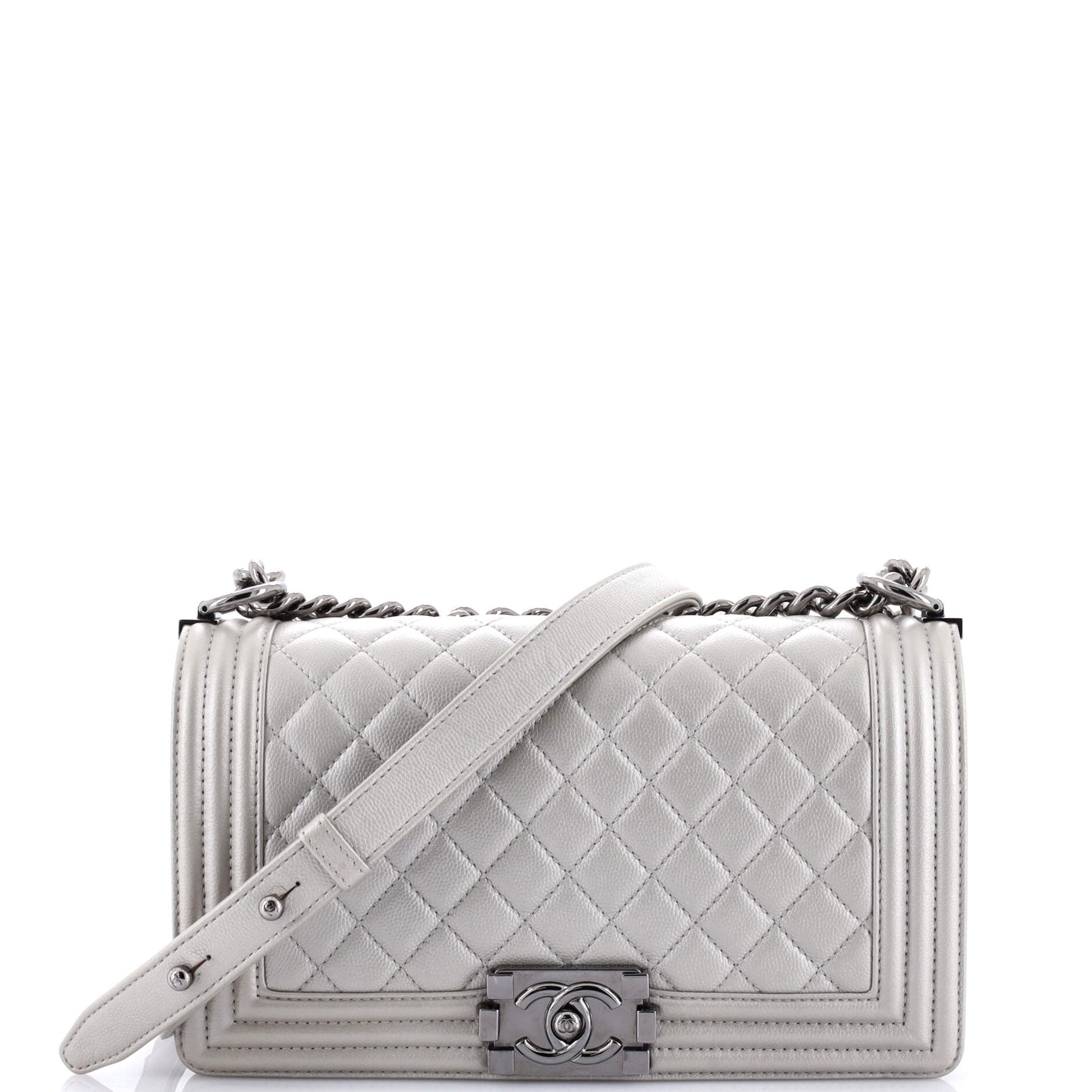 Boy Flap Bag Quilted Caviar Old Medium