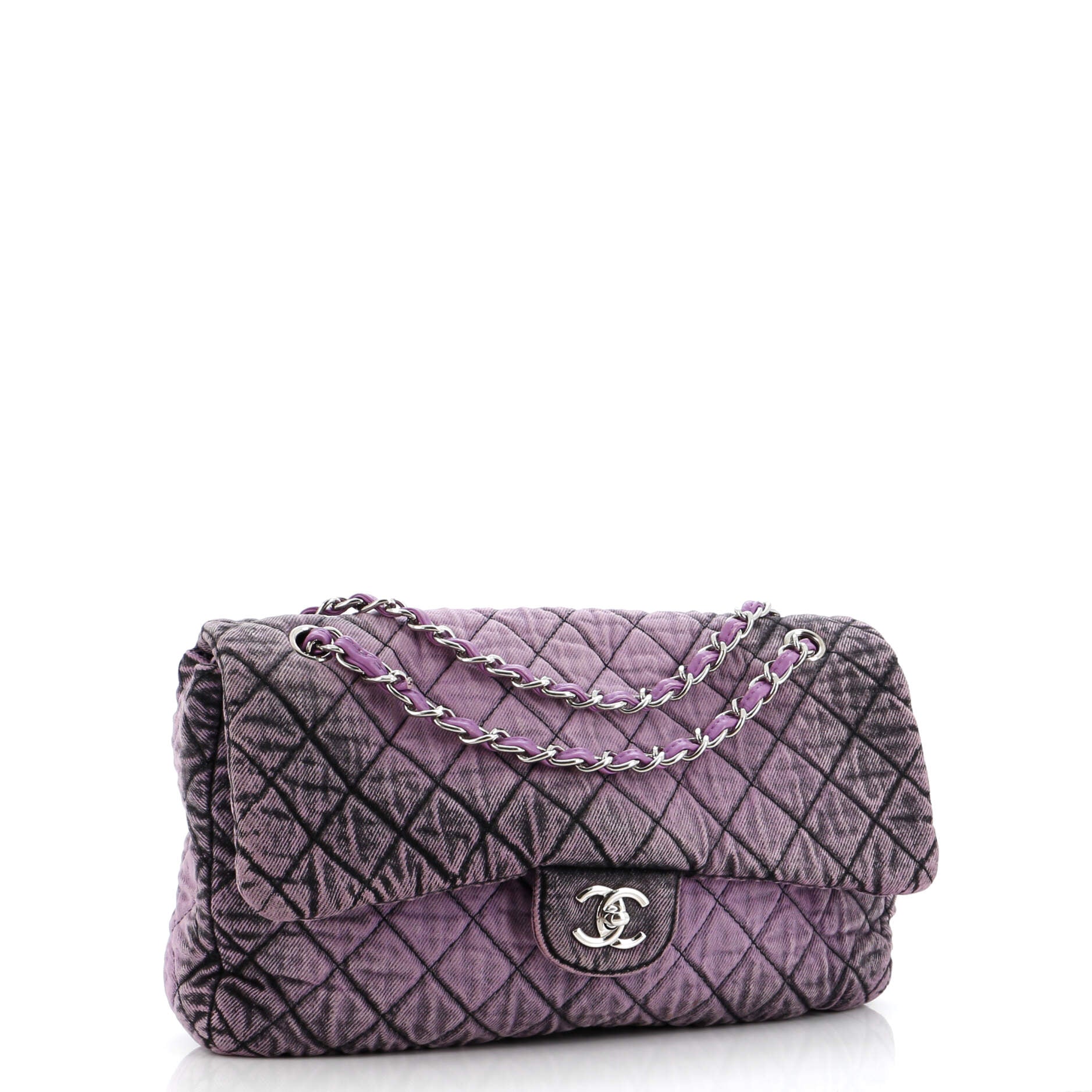 Denimpression Flap Bag Quilted Distressed Denim Medium