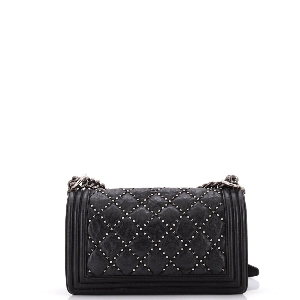 Boy Flap Bag Studded Quilted Distressed Calfskin Old Medium