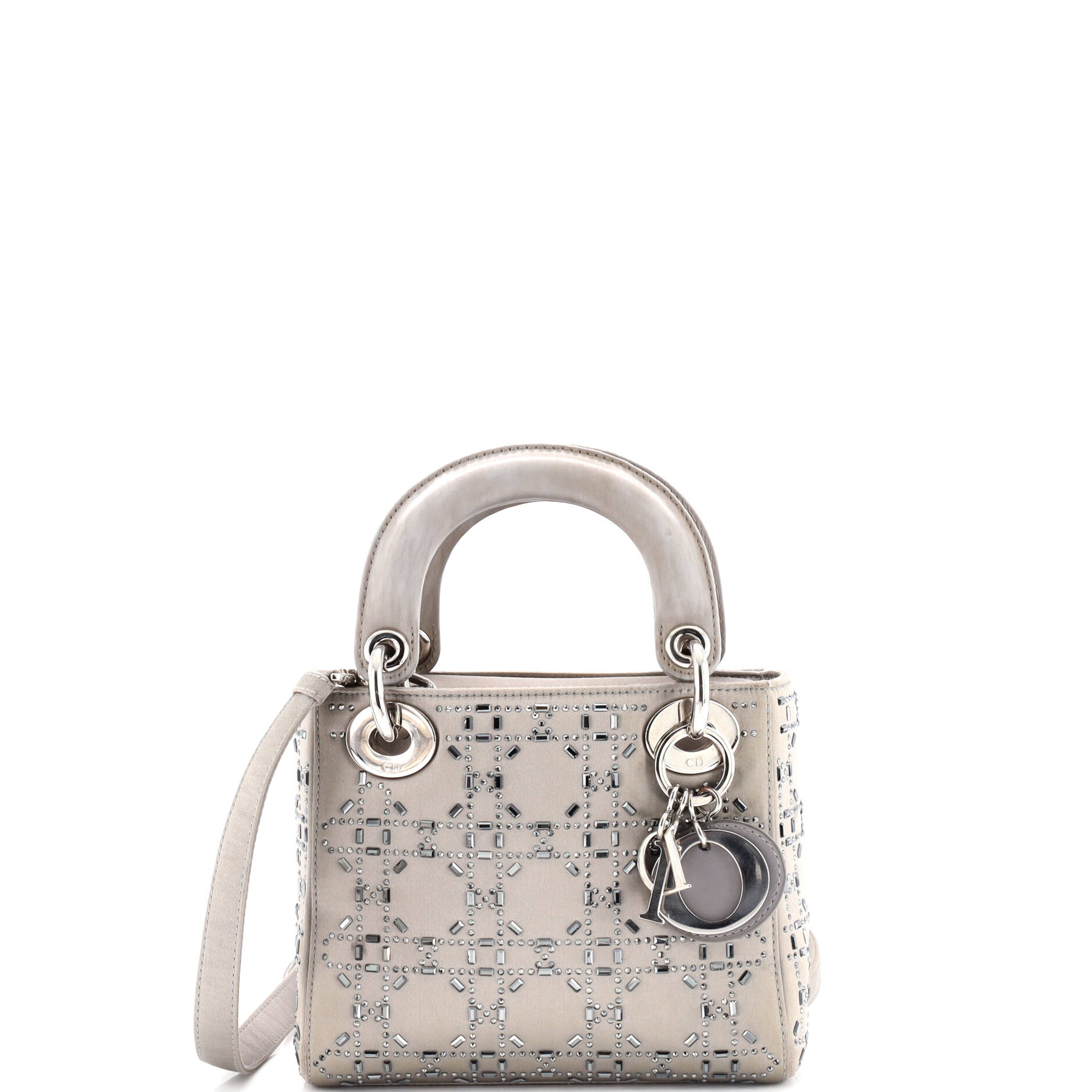 Lady Dior Bag Crystal Embellished Cannage Quilt Satin Mini